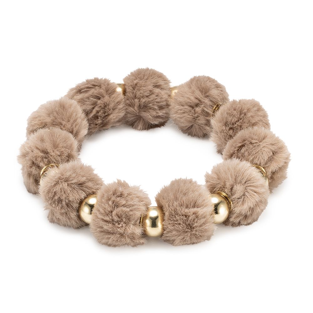 MONT CHALET Armband, flexibel Fellimitatkugeln Edelstahlkugeln Modeschmuck