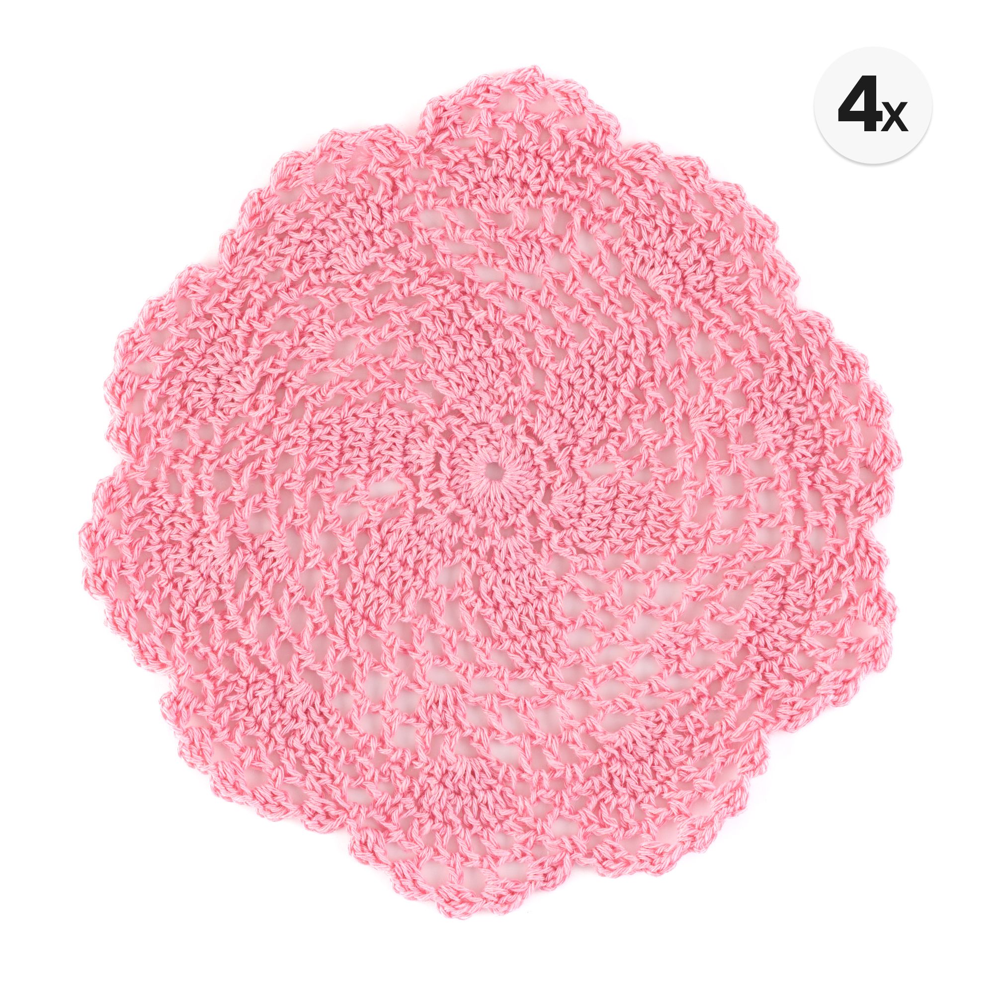 MONT CHALET 4 Häkeldeckchen Blüten Handarbeit rund, Ø ca. 20cm