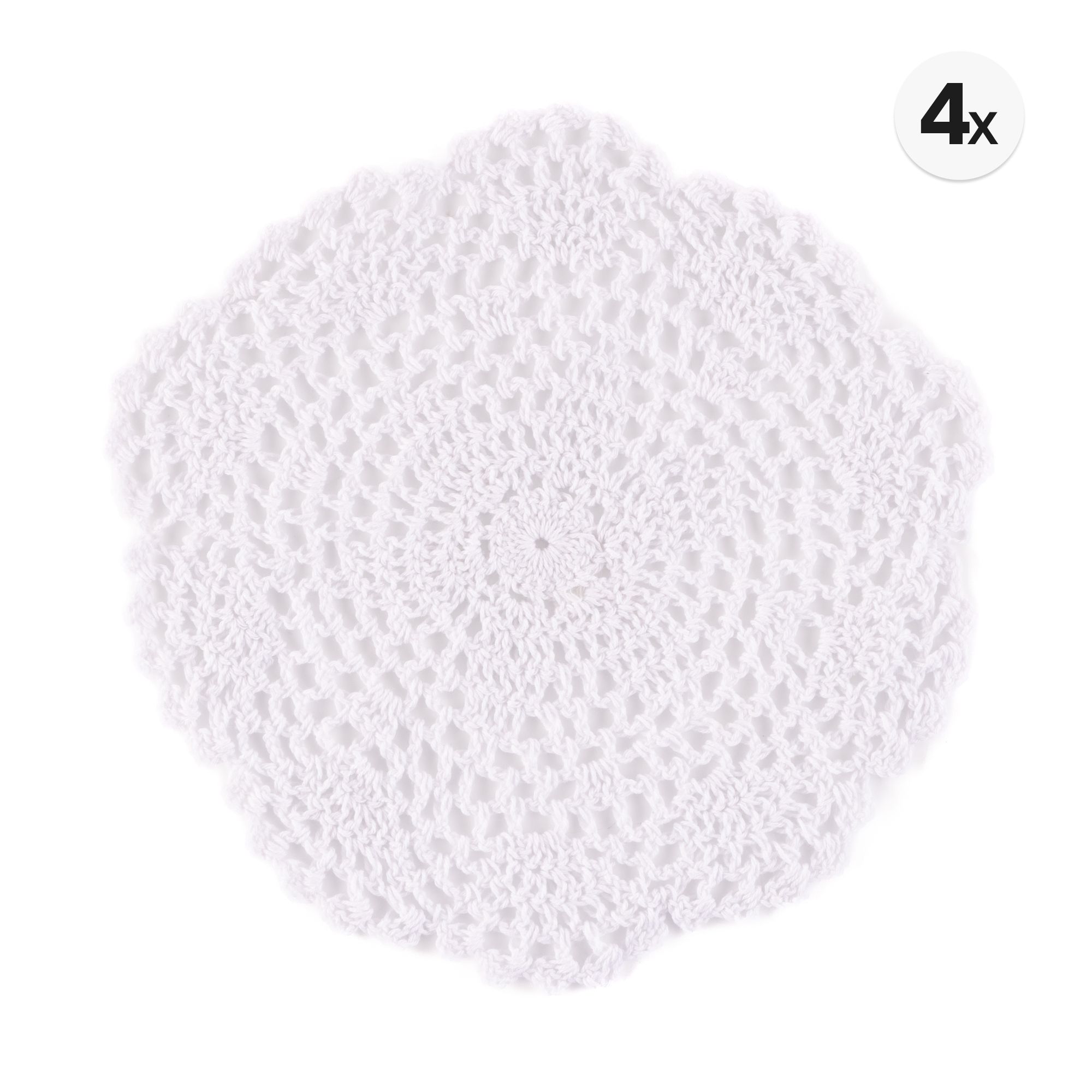 MONT CHALET 4 Häkeldeckchen Blüten Handarbeit rund, Ø ca. 20cm