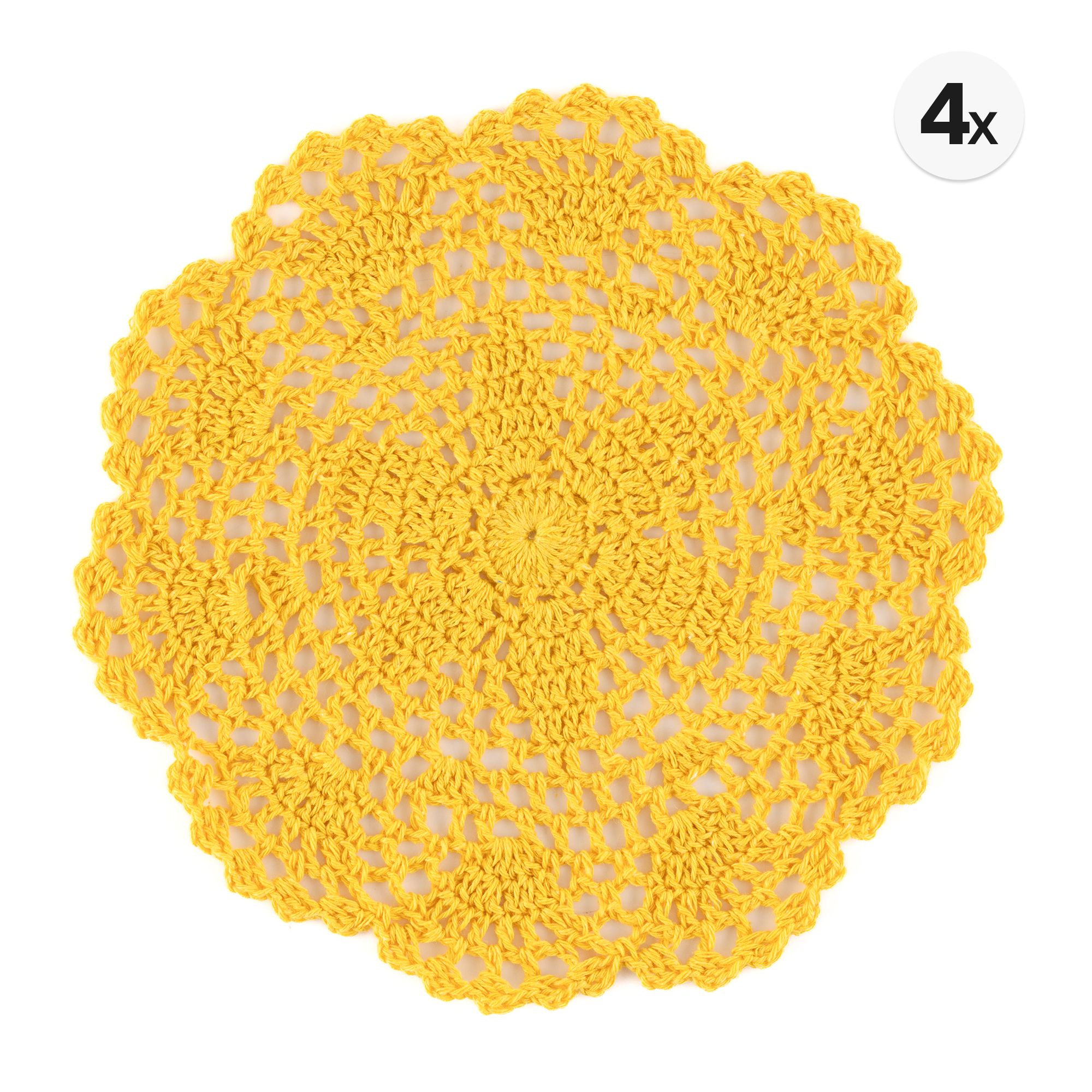 MONT CHALET 4 Häkeldeckchen Blüten Handarbeit rund, Ø ca. 20cm