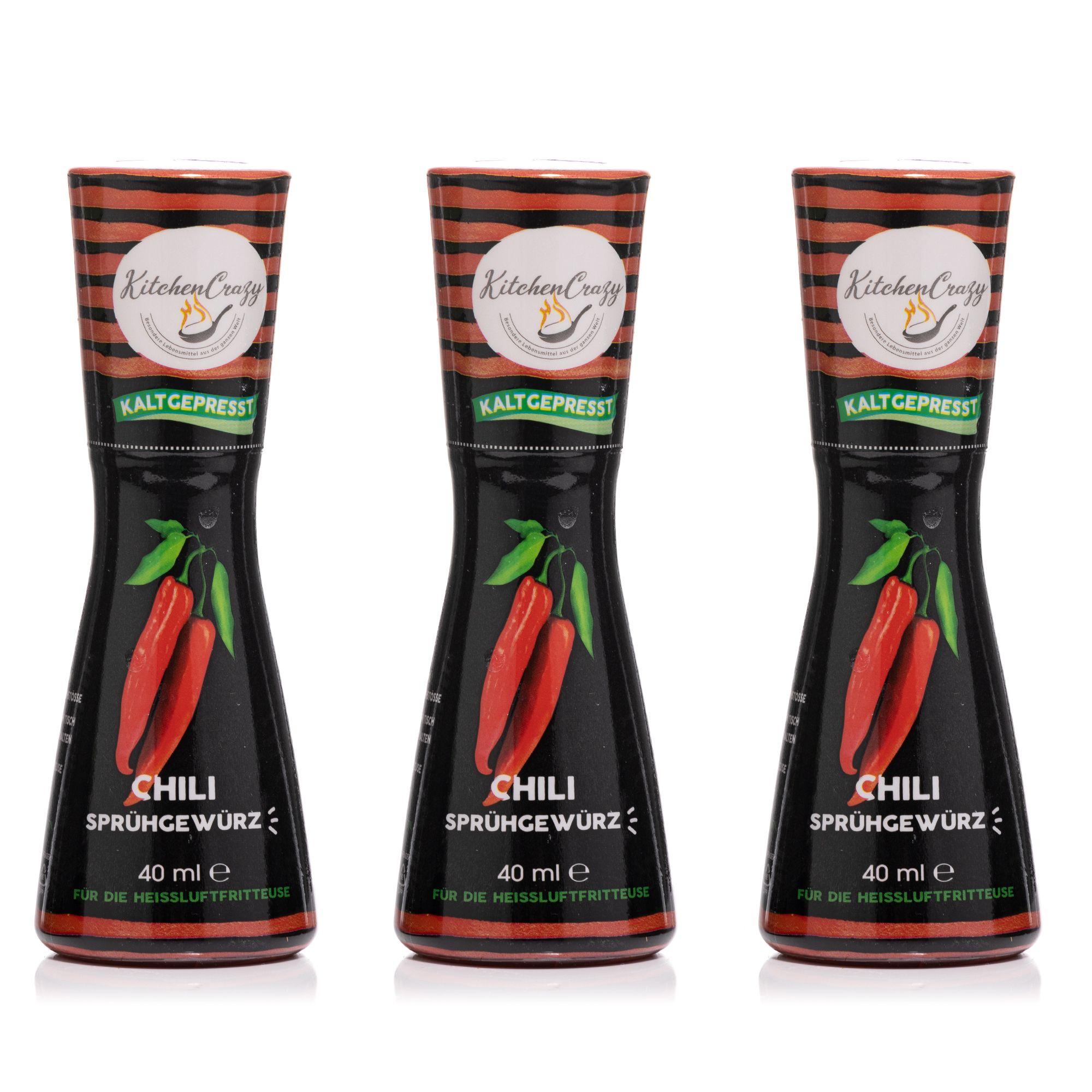 KITCHENCRAZY Sprühgewürze für die Heissluftfritteuse 3 Stück im Set Inhalt 3x 40ml