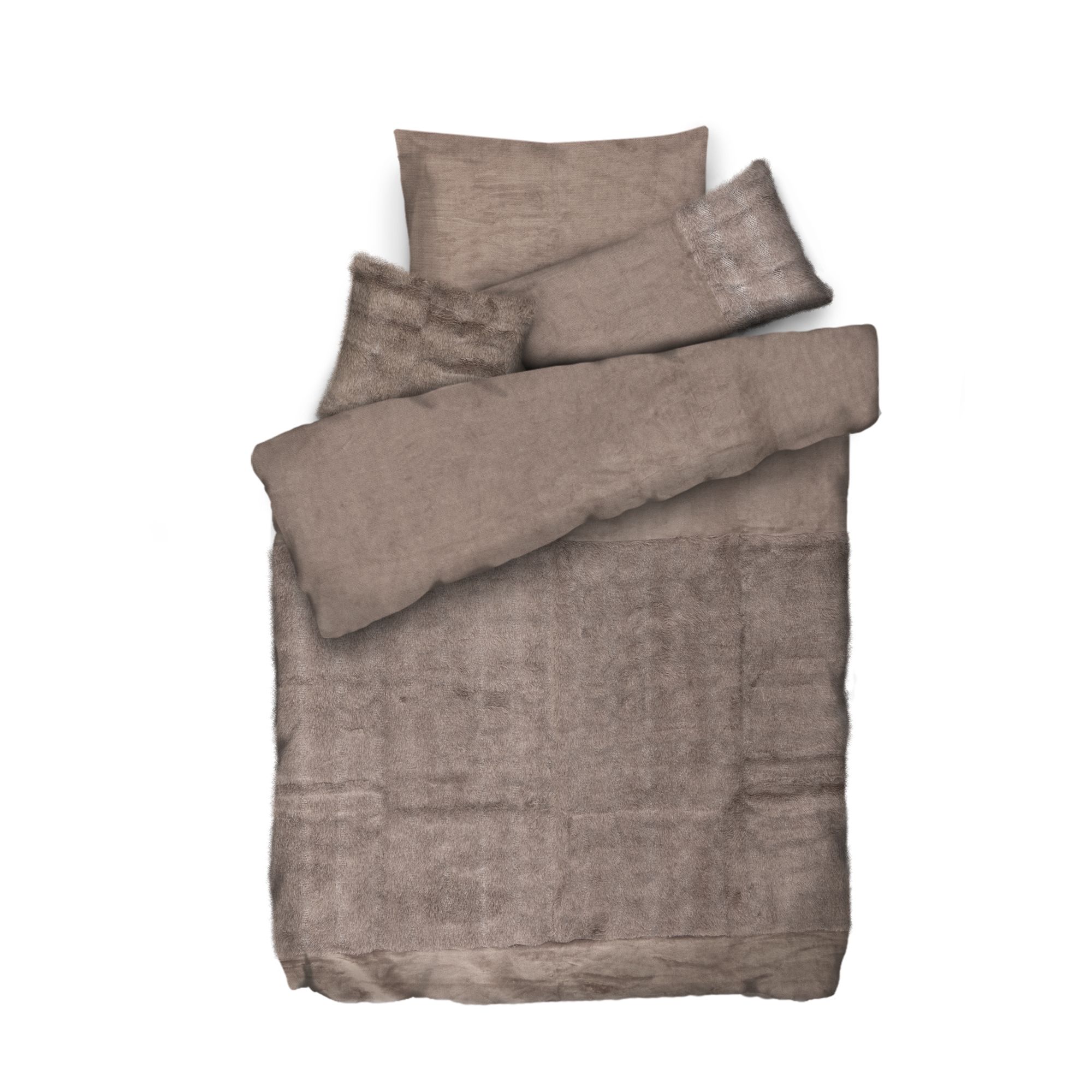 MONT CHALET Wendebettwäsche 3D-Optik Mikrofaser Fellimitat Einzelbett, 4tlg.