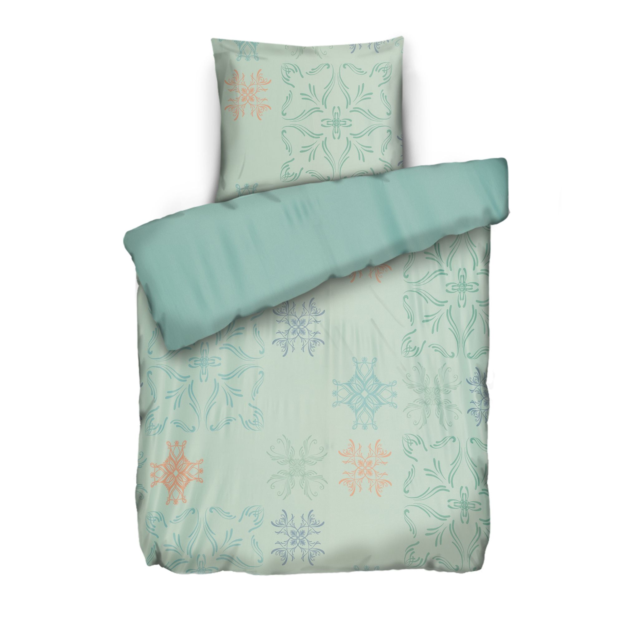 JERYMOOD Wendebettwäsche filigrane Ornamente Mikrofaser Jersey Einzelbett, 2tlg.