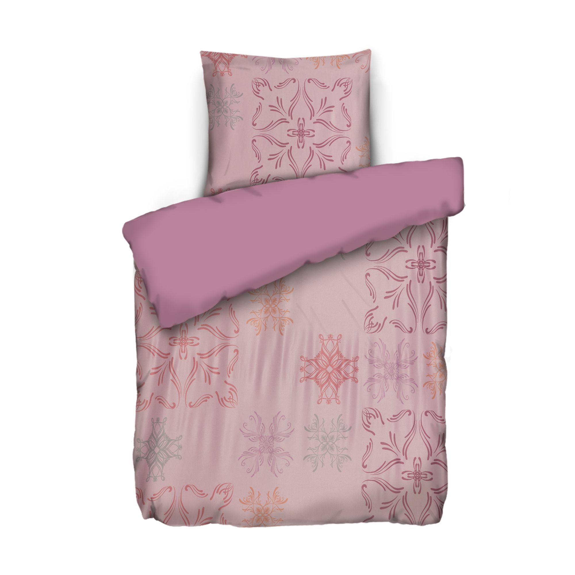 JERYMOOD Wendebettwäsche filigrane Ornamente Mikrofaser Jersey Einzelbett, 2tlg.