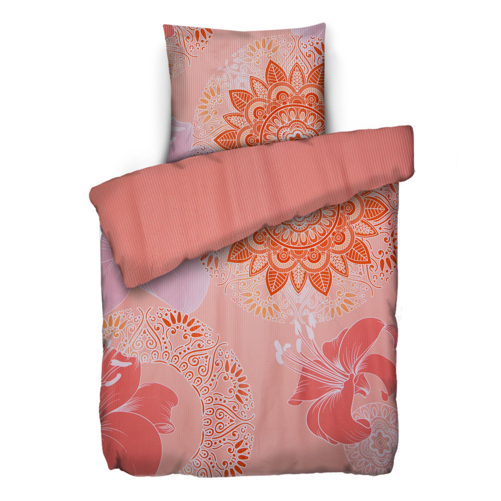 SOFT WAVE Wendebettwäsche Ornamente & Blumen Mikrofaser Seersucker Einzelbett, 2tlg.