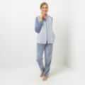MONT CHALET Damen-Hausanzug,3tlg. Weste, Hose & Shirt geschorene Motive Mikrofaser Chinchilla