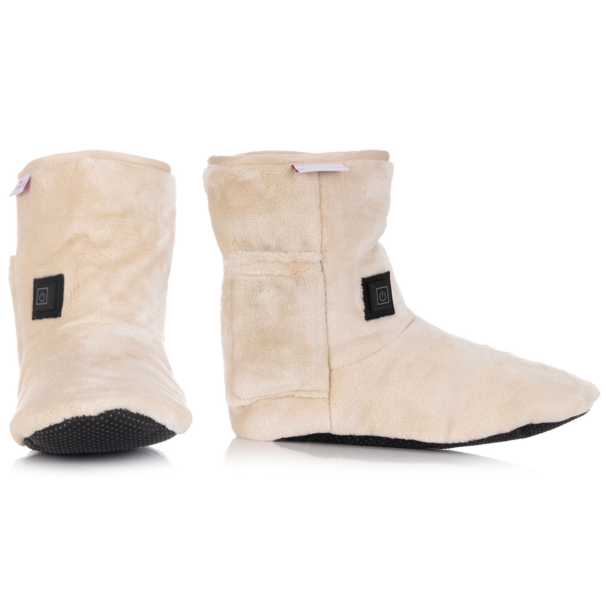 MONT CHALET Heiz-Schuh uni rutschhemmend Mikrofaser Chinchilla inkl. 2 Powerbanks