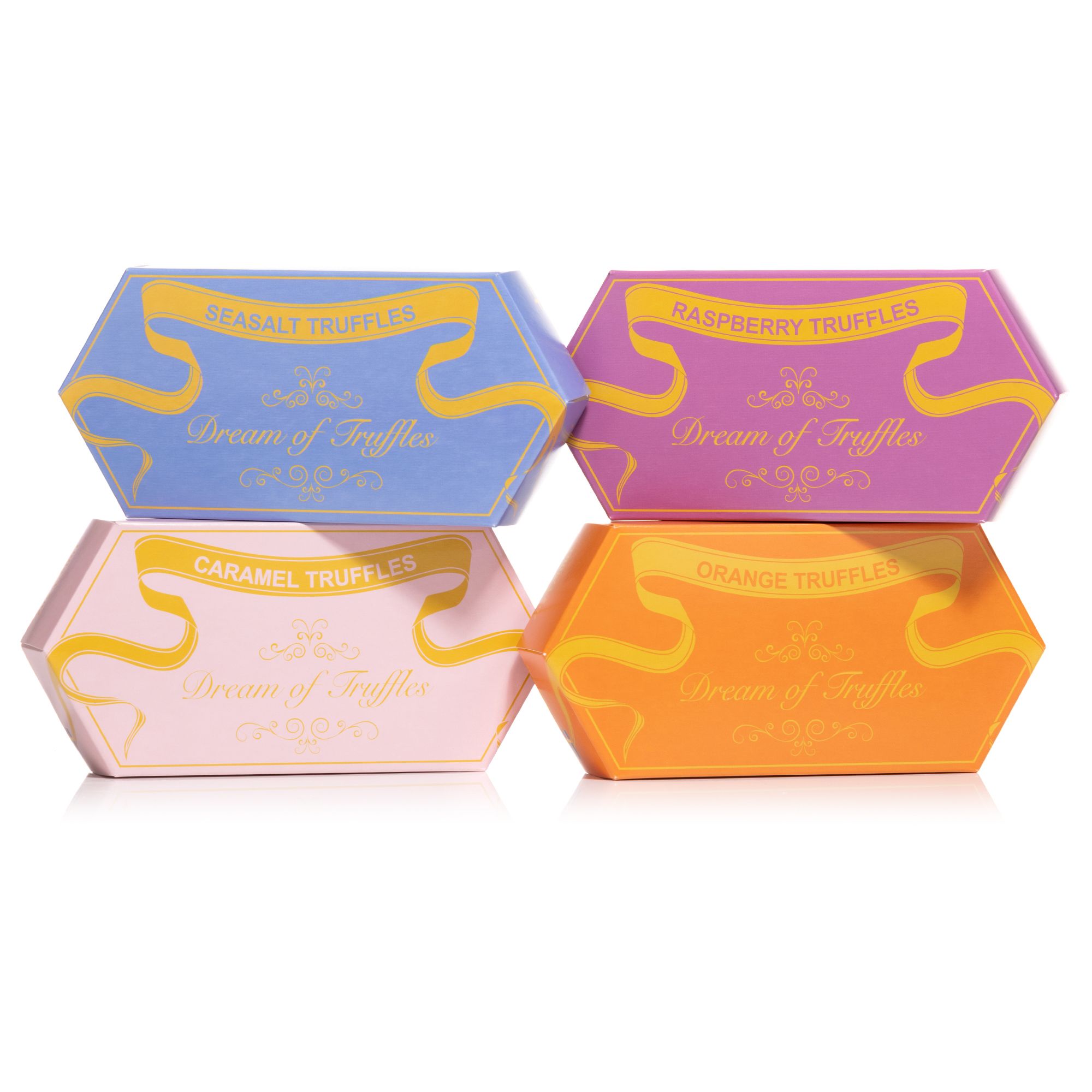 DREAM OF TRUFFLES Schwedische Konfekt Trüffel 4 Sorten exklusiv bei QVC Inhalt 4x 100g