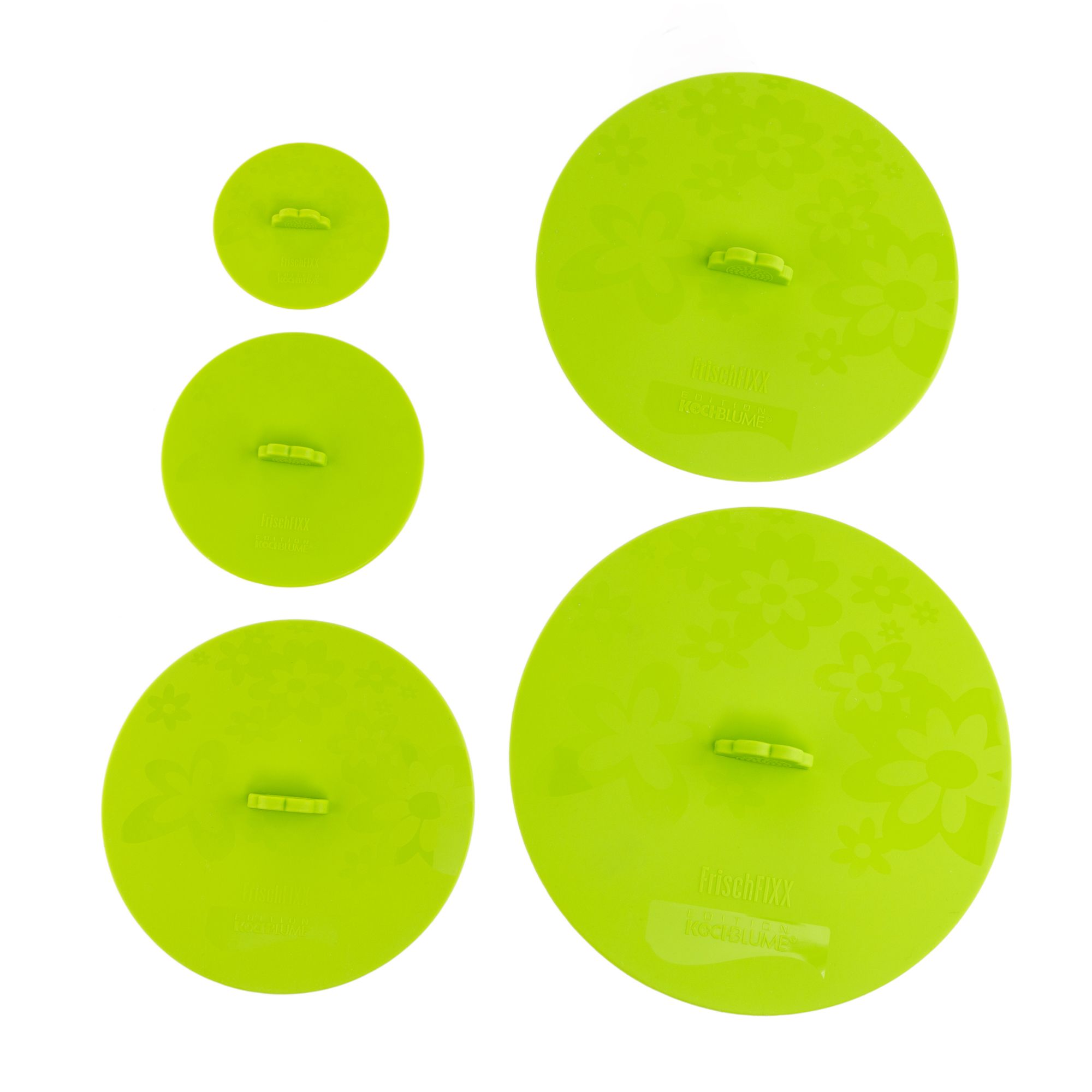 KOCHBLUME® 5 Frischhaltedeckel FrischFIXX Silikon Ø 9cm, 13cm, 18cm, 22cm & 25cm