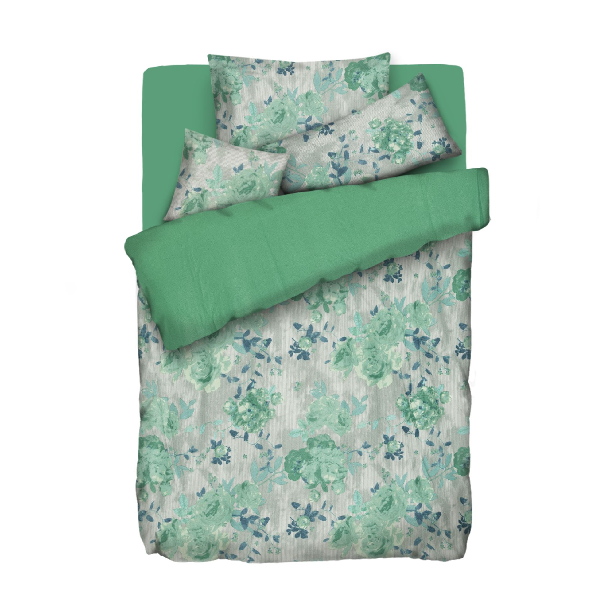 WINTERENGEL Wendebettwäsche Rosenmuster Mikrofaser Flanell Einzelbett, 5tlg.