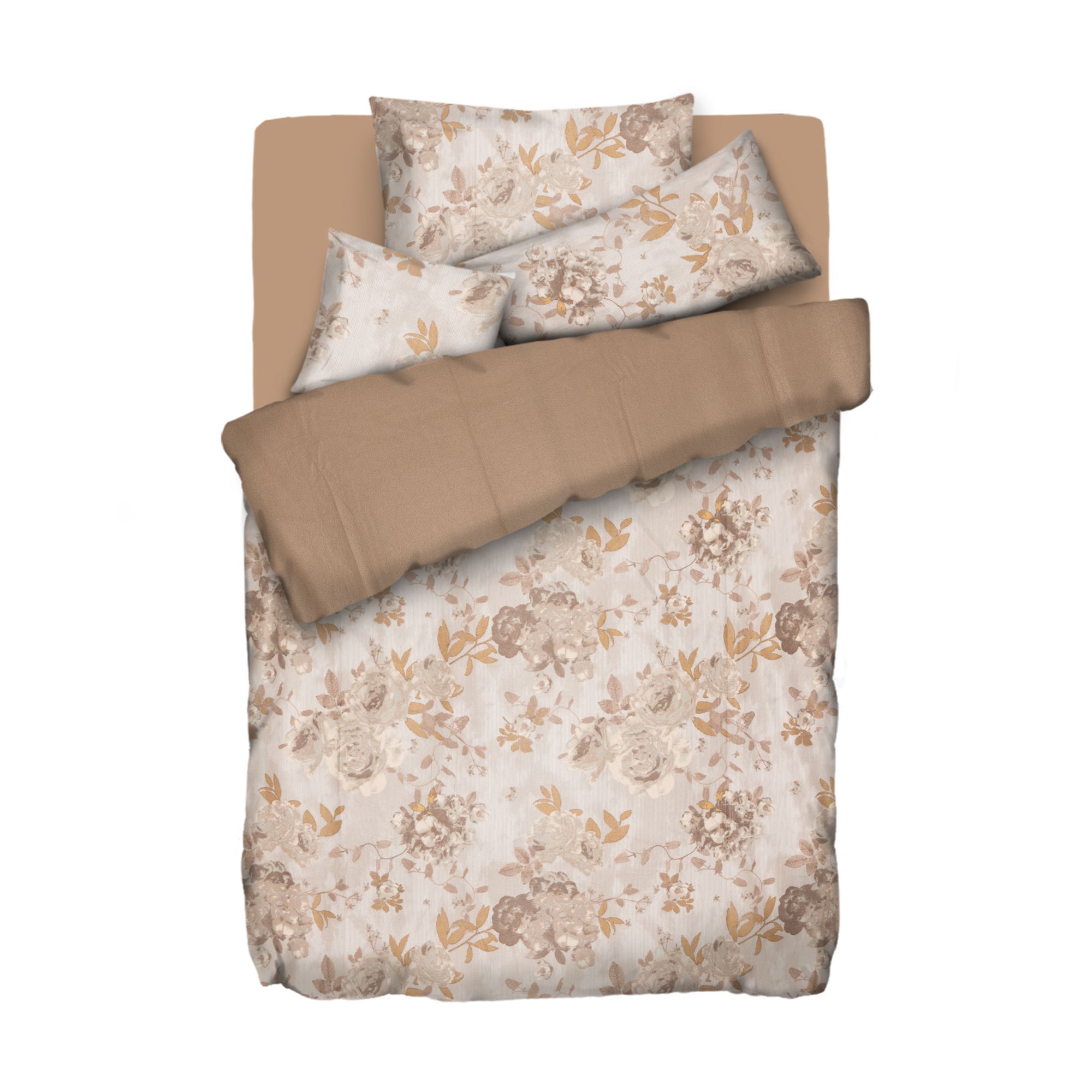 WINTERENGEL Wendebettwäsche Rosenmuster Mikrofaser Flanell Einzelbett, 5tlg.