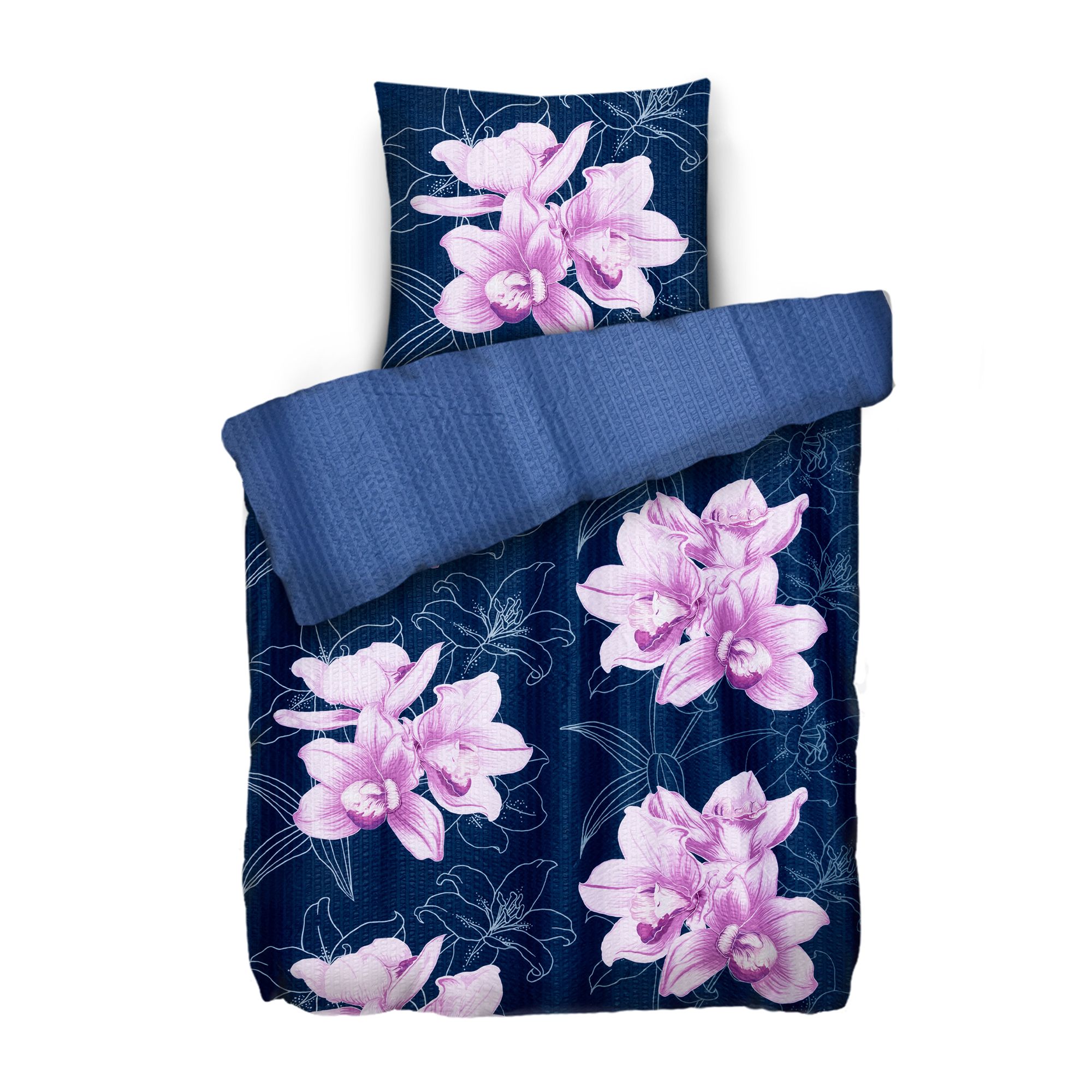 SOFT WAVE Wendebettwäsche tropische Blüten Mikrofaser Seersucker EInzelbett, 2tlg.