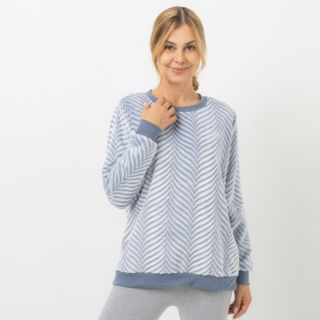 MONT CHALET Damen-Pullover geschorene Motive Mikrofaser Chinchilla Rundhalsausschnitt