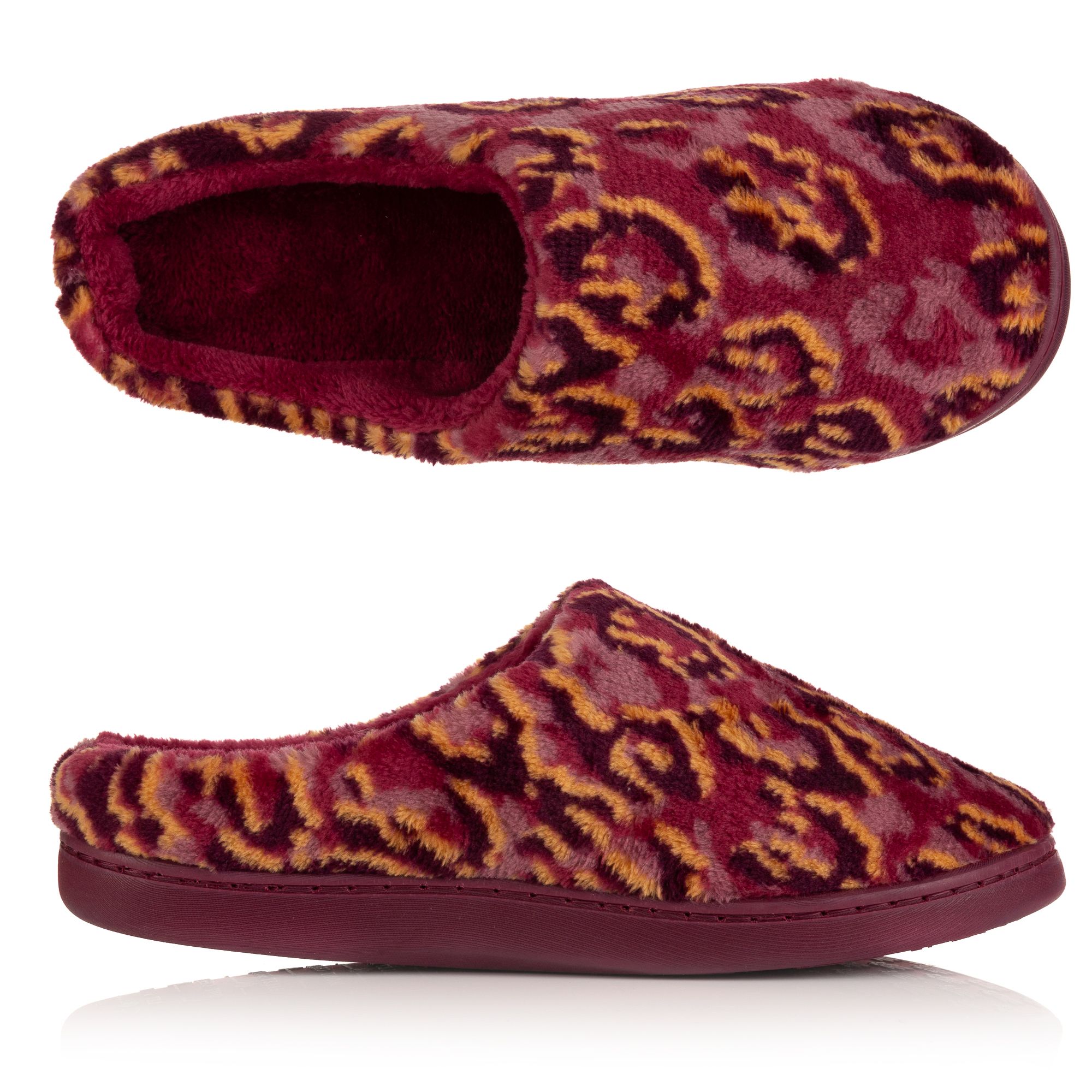 MONT CHALET Damen-Hausschuh bedruckt Mikrofaser Chinchilla weich gepolstert