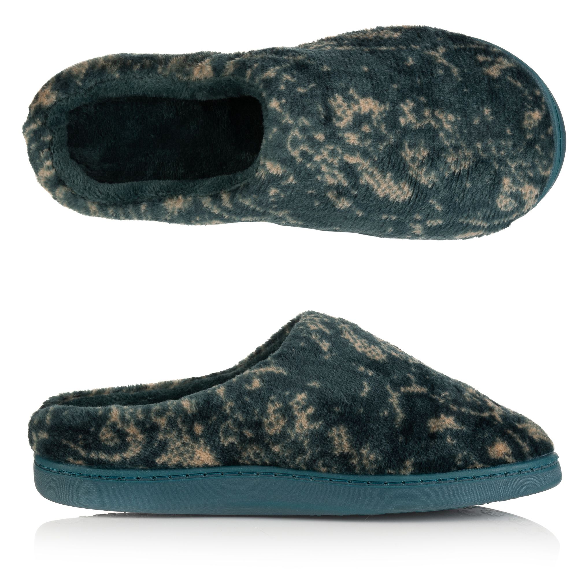 MONT CHALET Damen-Hausschuh bedruckt Mikrofaser Chinchilla weich gepolstert