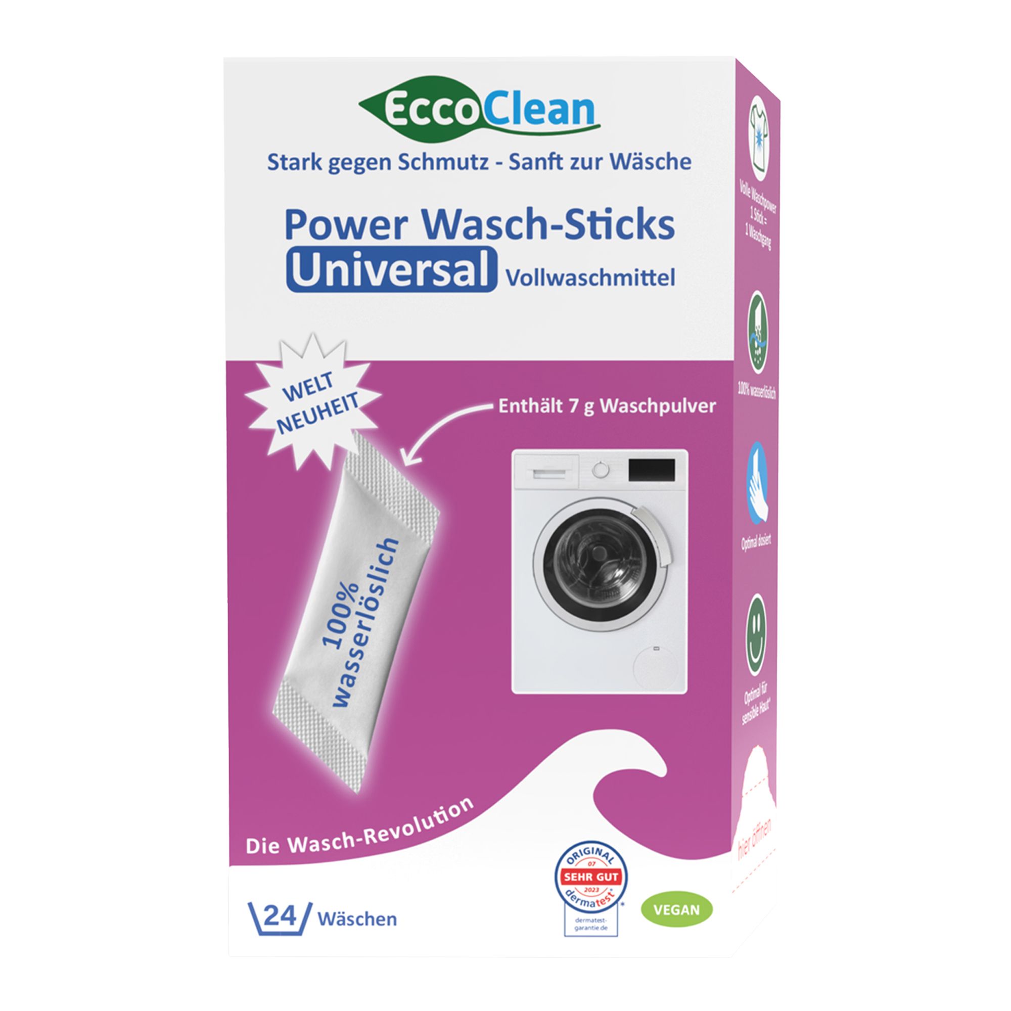 ECCOCLEAN Power Wasch-Sticks für alle Temperaturen leicht dosierbar 2x á 24 Stück