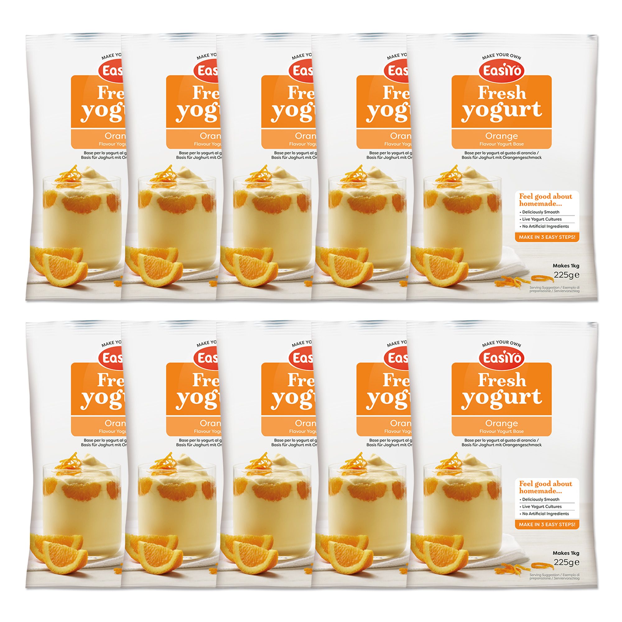 EASIYO Joghurtpulver 10 Beutel für 10kg Joghurt Orangengeschmack
