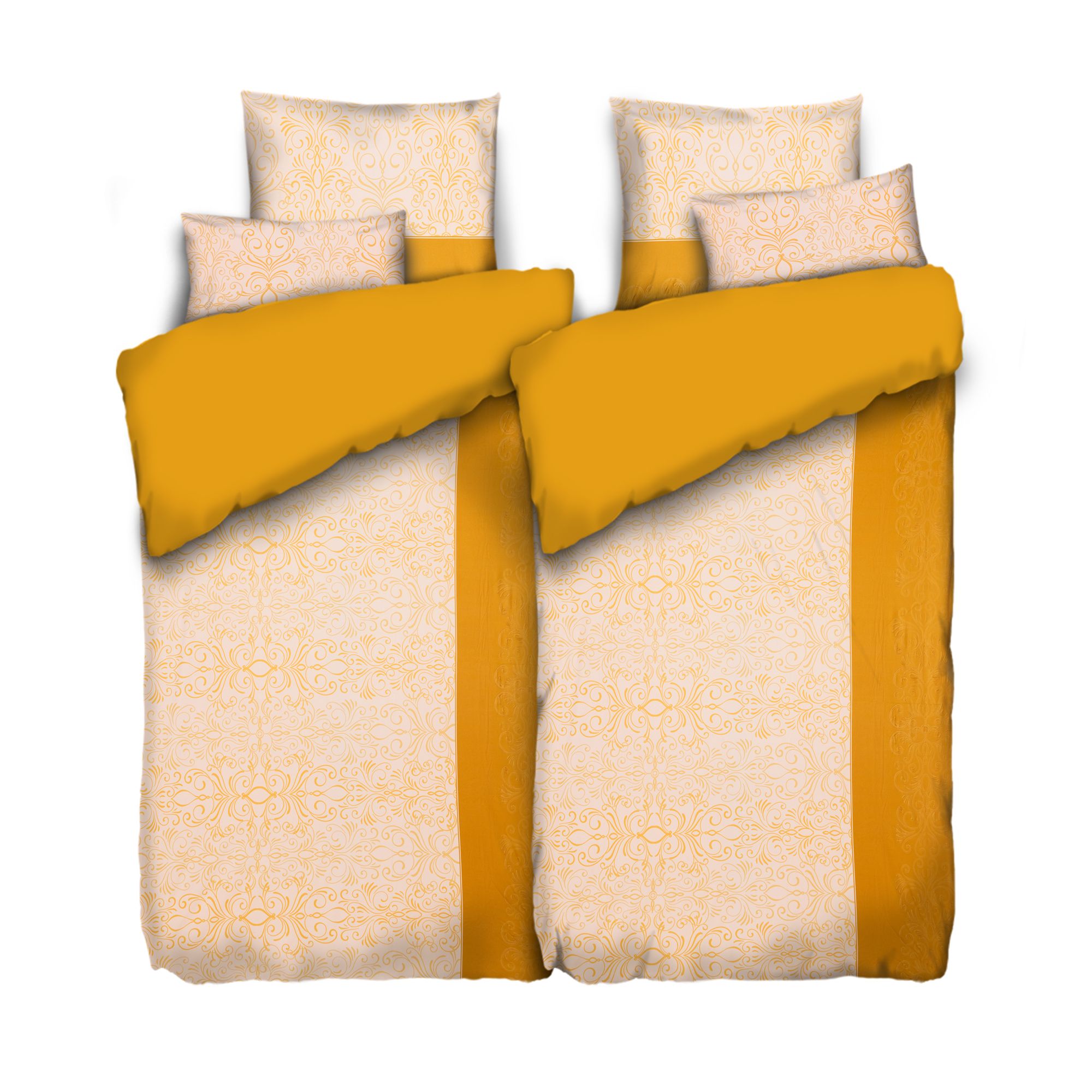 JERYMOOD extra soft Wendebettwäsche Ornamente mit Prägung Mikrofaser Jersey Doppelbett, 6tlg.