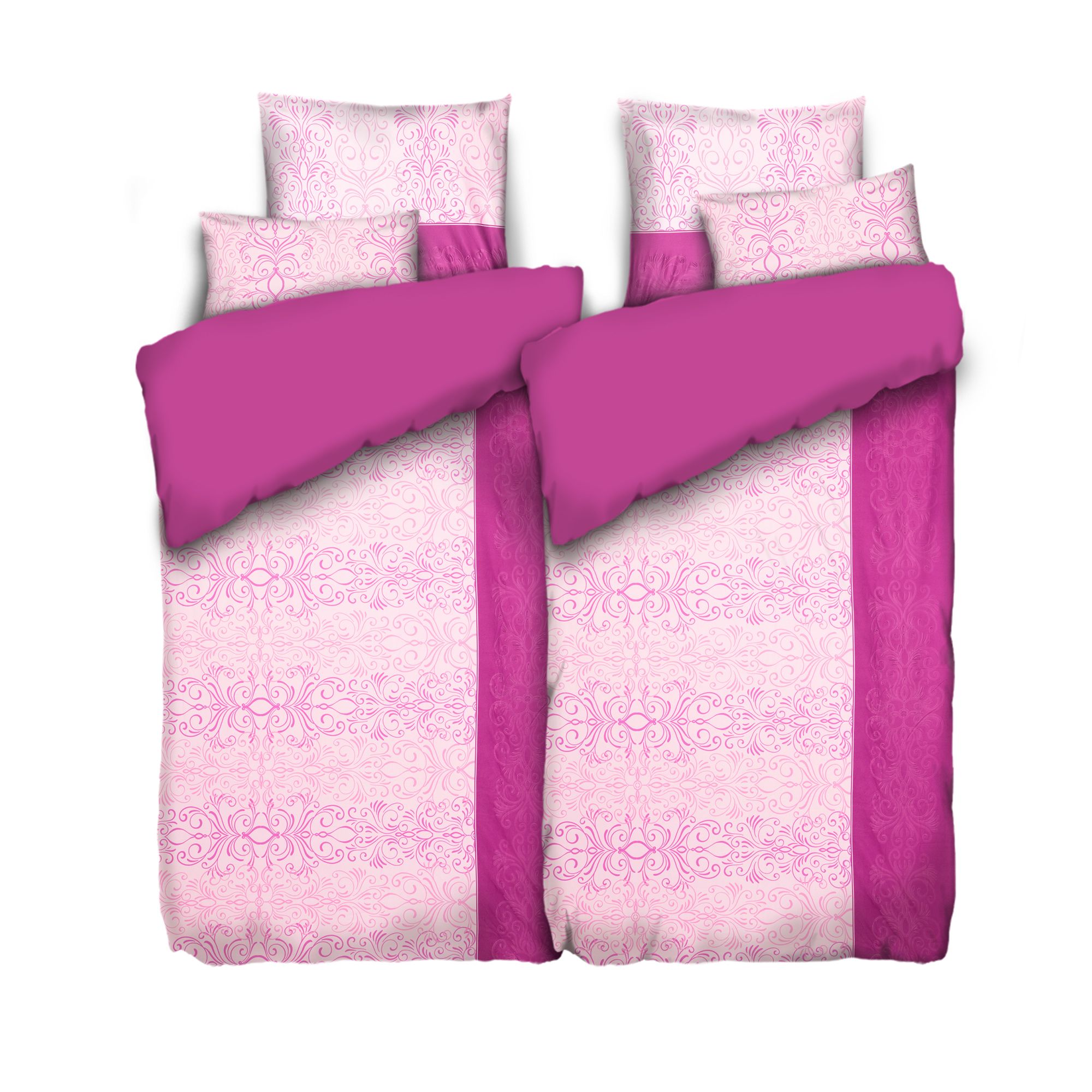 JERYMOOD extra soft Wendebettwäsche Ornamente mit Prägung Mikrofaser Jersey Doppelbett, 6tlg.