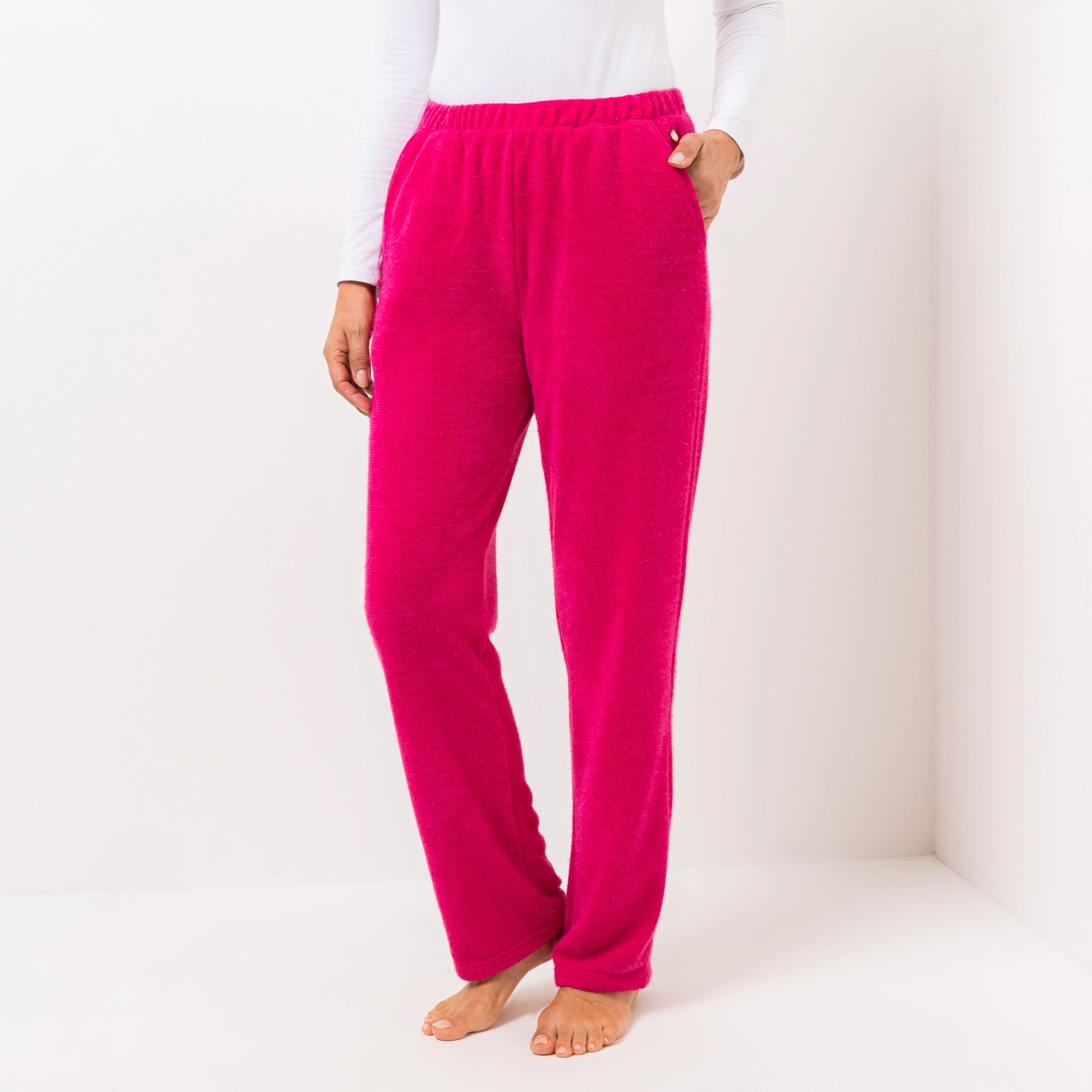 MONT CHALET Damen-Hose uni Angora-Fellimitat Taschen