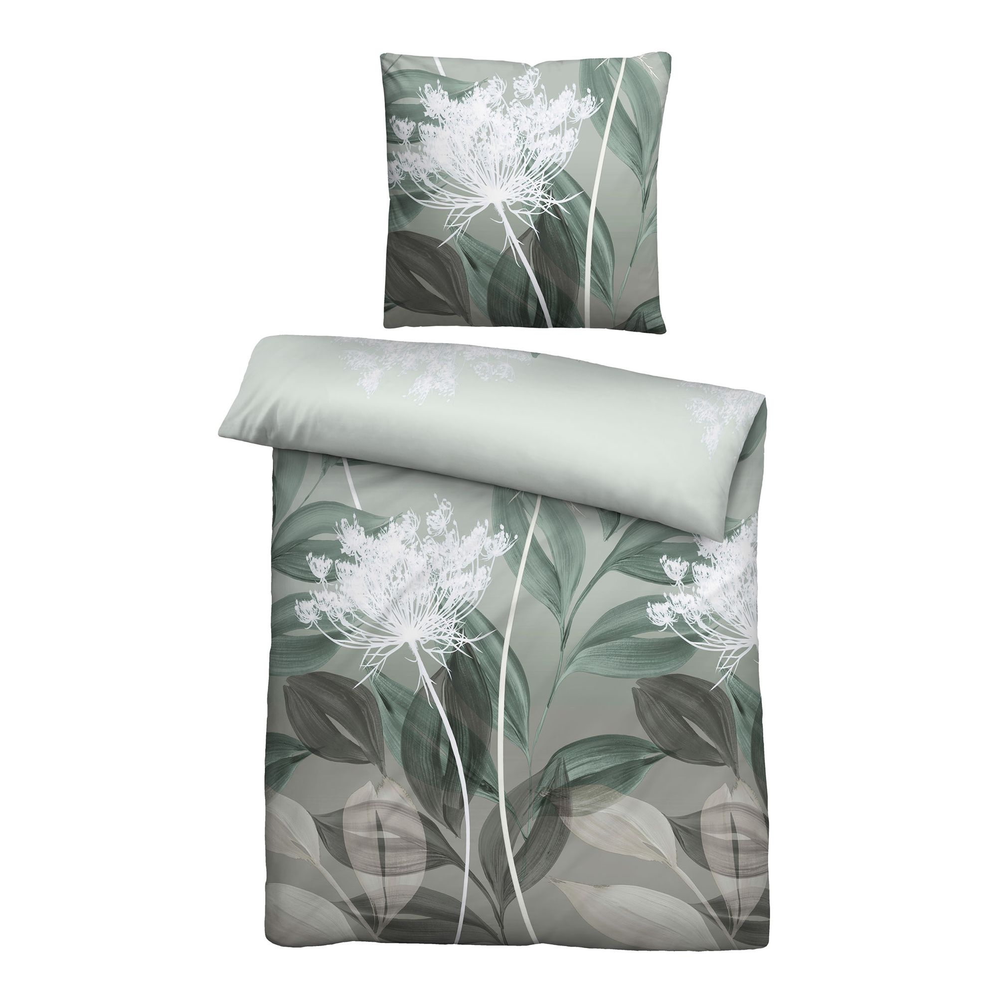 biberna® Bettwäsche Blätterranke Baumwoll Feinbiber Einzelbett, 2tlg.