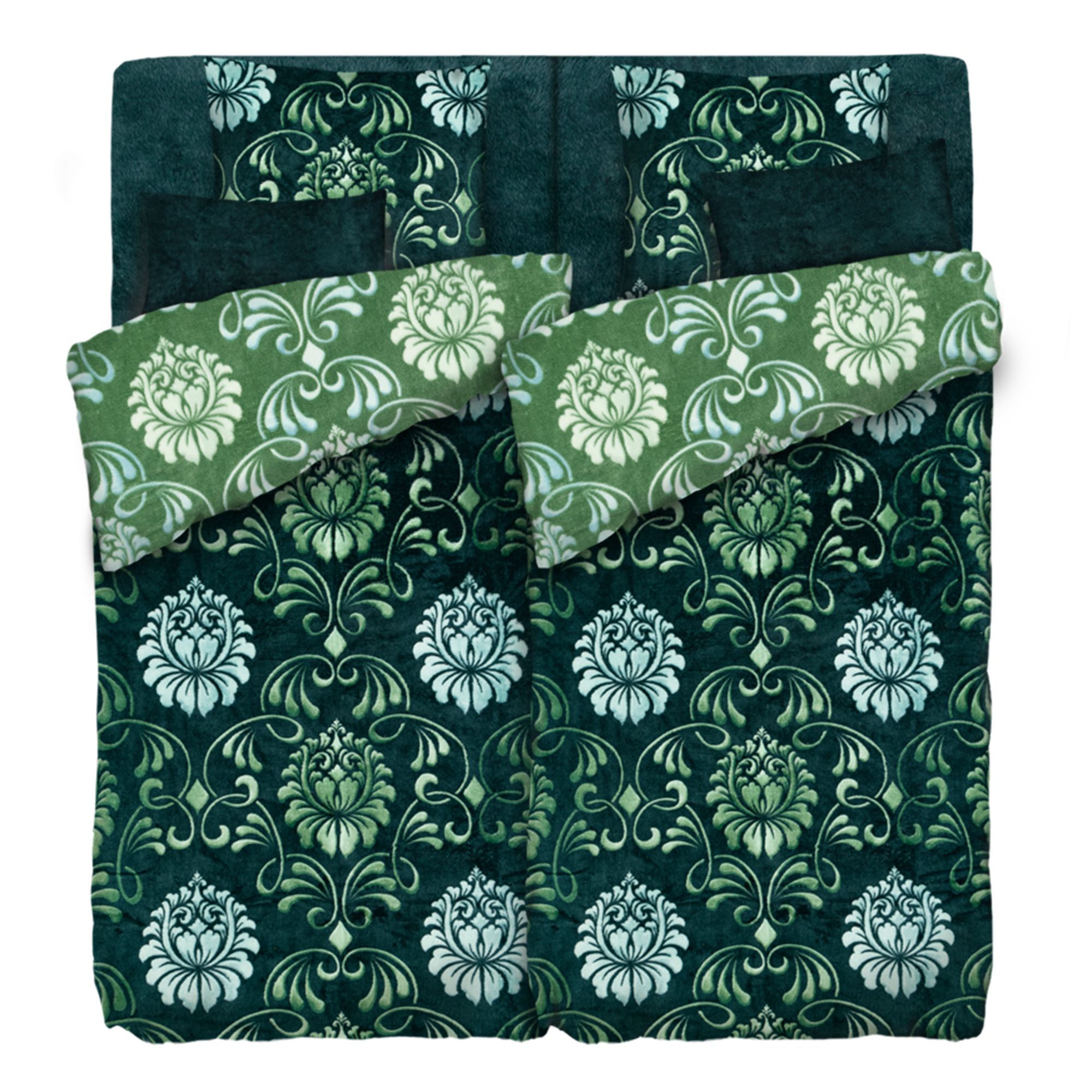 BADIZIO Classic Wendebettwäsche Ornament Mikrofaser Plüsch Doppelbett, 8tlg.