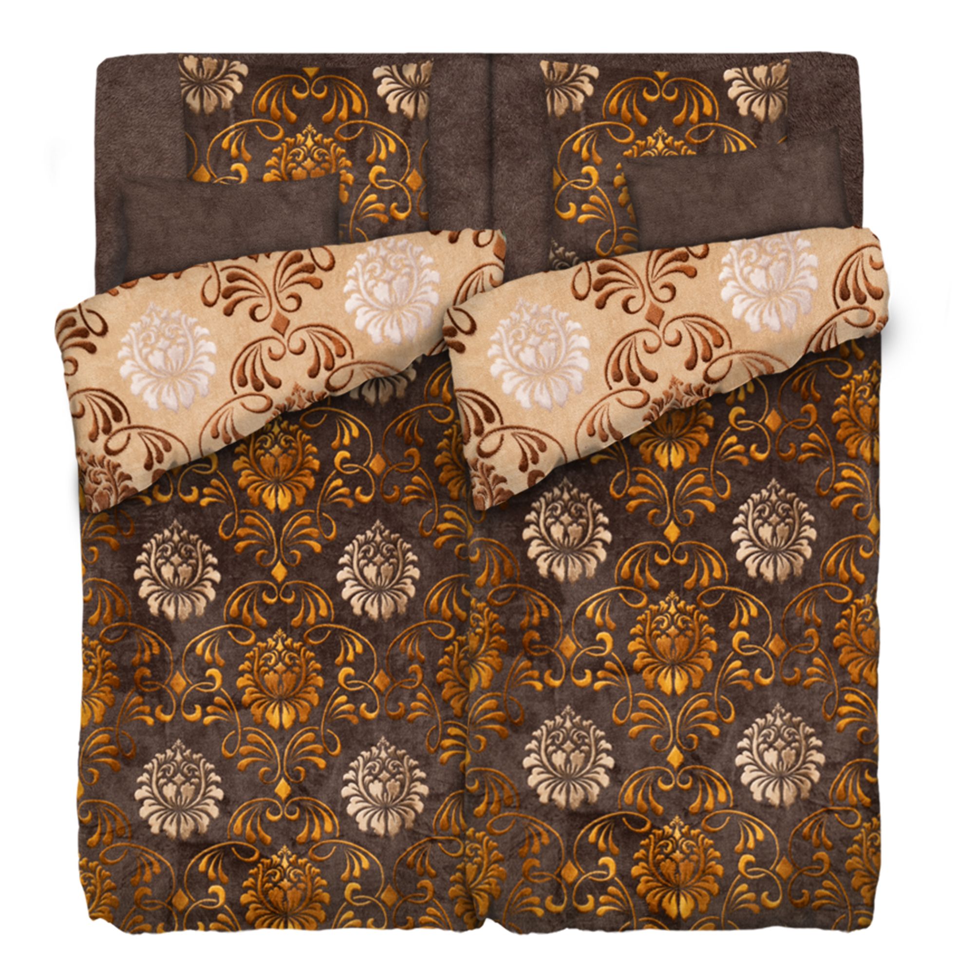 BADIZIO Classic Wendebettwäsche Ornament Mikrofaser Plüsch Doppelbett, 8tlg.