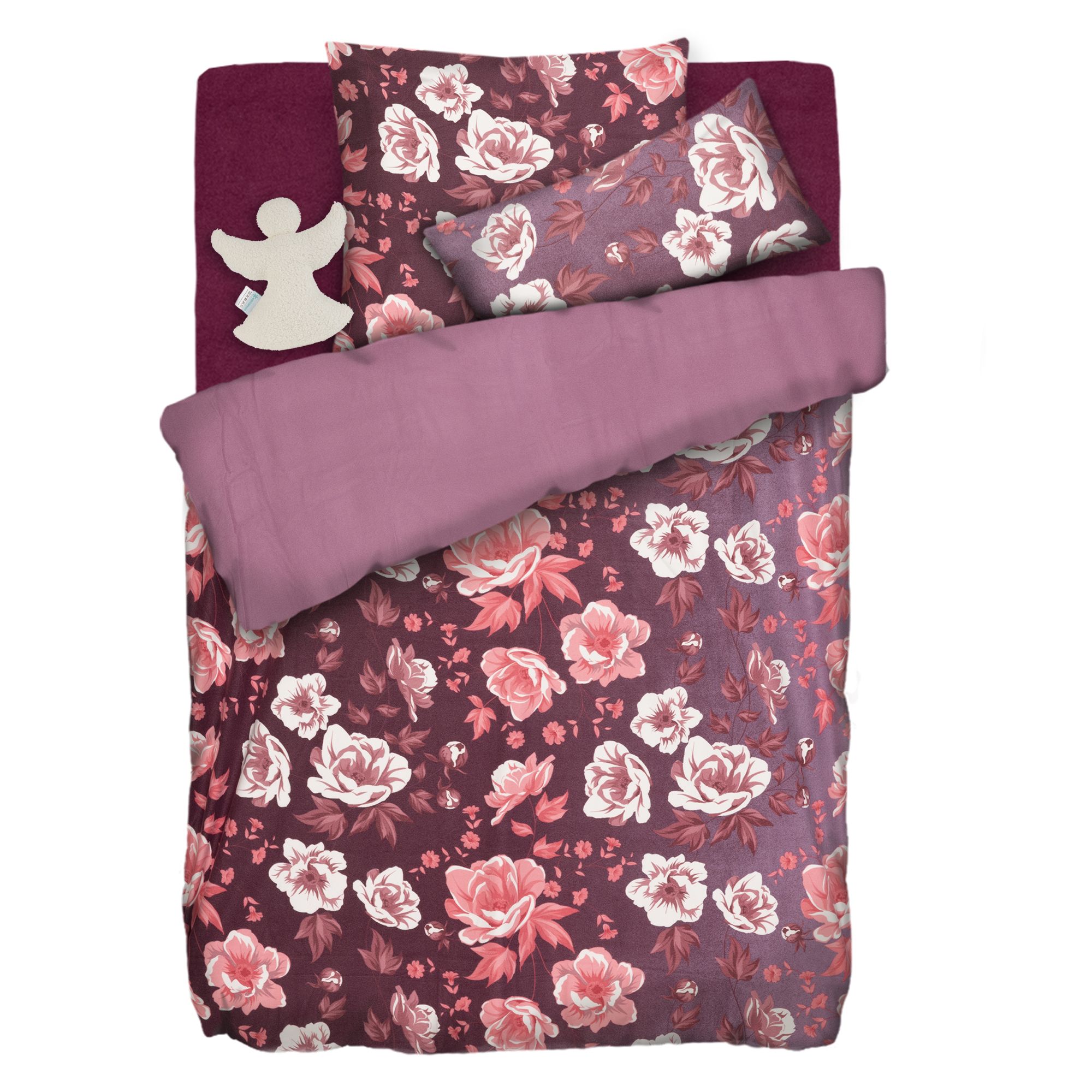 WINTERENGEL Wendebettwäsche inkl. Engelkissen Mikrofaser Flanell Einzelbett, 5tlg.