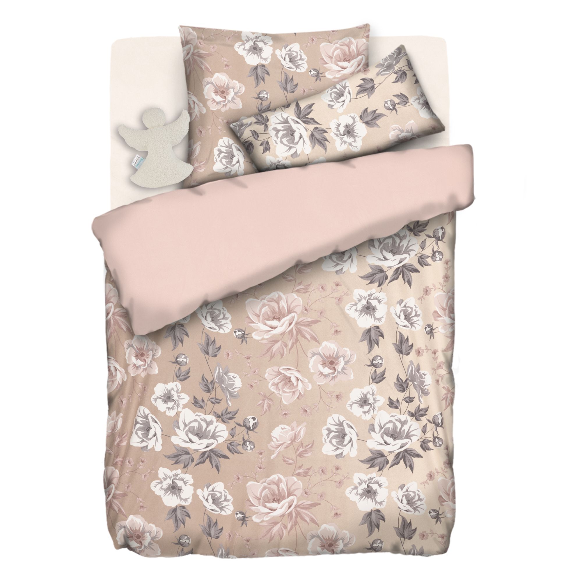 WINTERENGEL Wendebettwäsche inkl. Engelkissen Mikrofaser Flanell Einzelbett, 5tlg.