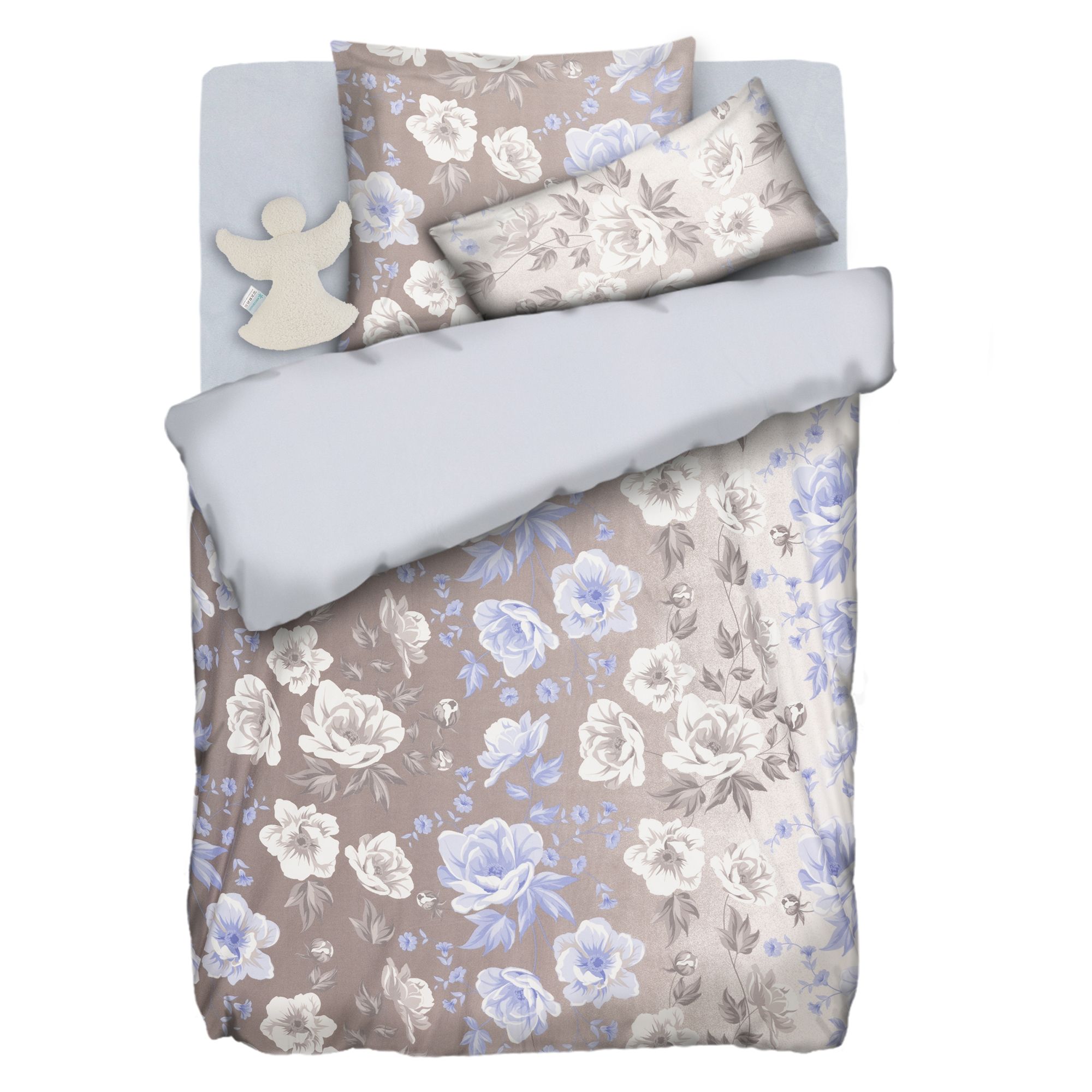 WINTERENGEL Wendebettwäsche inkl. Engelkissen Mikrofaser Flanell Einzelbett, 5tlg.