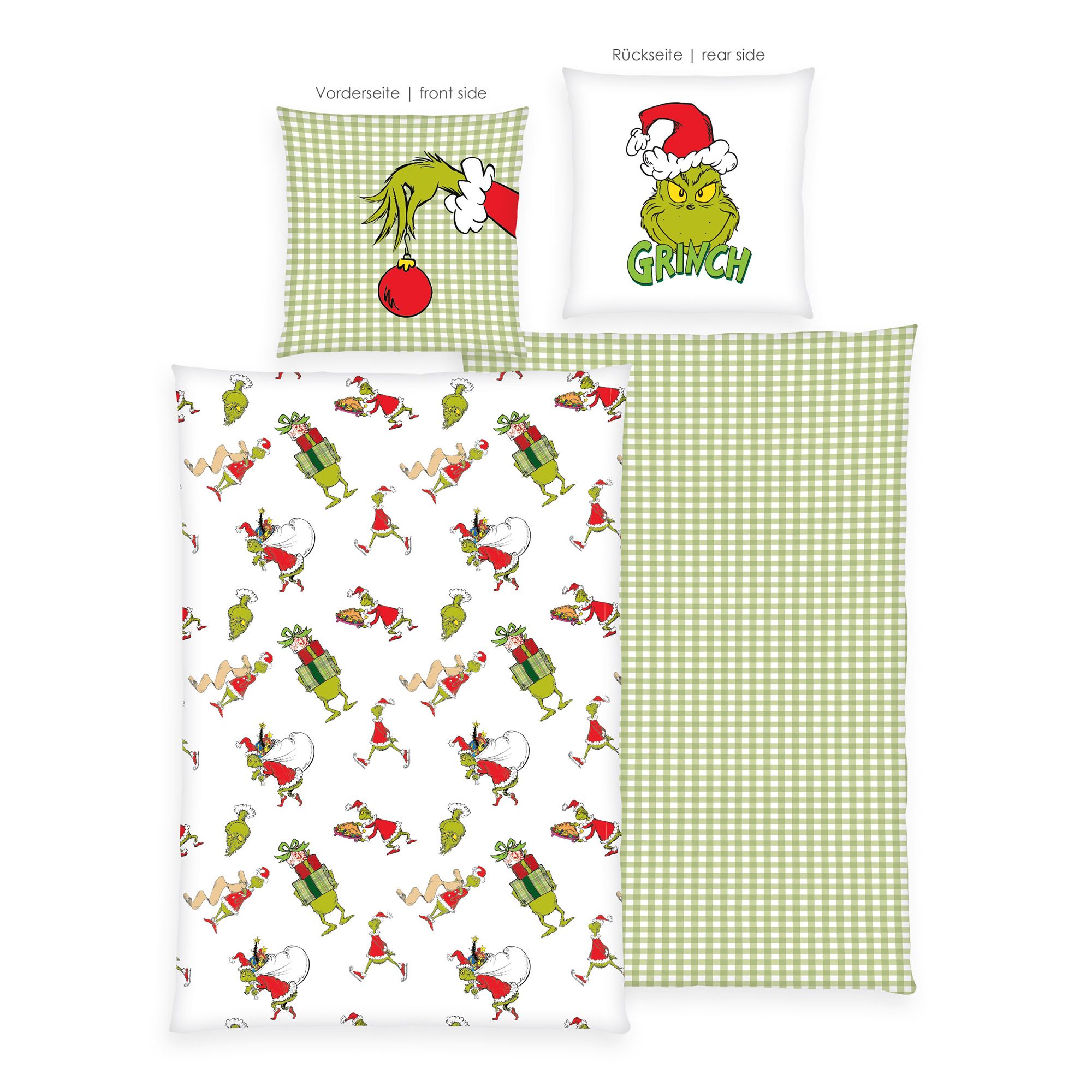 THE GRINCH™ Wendebettwäsche The Grinch™ / Karo Baumwoll Flanell Einzelbett, 2tlg.