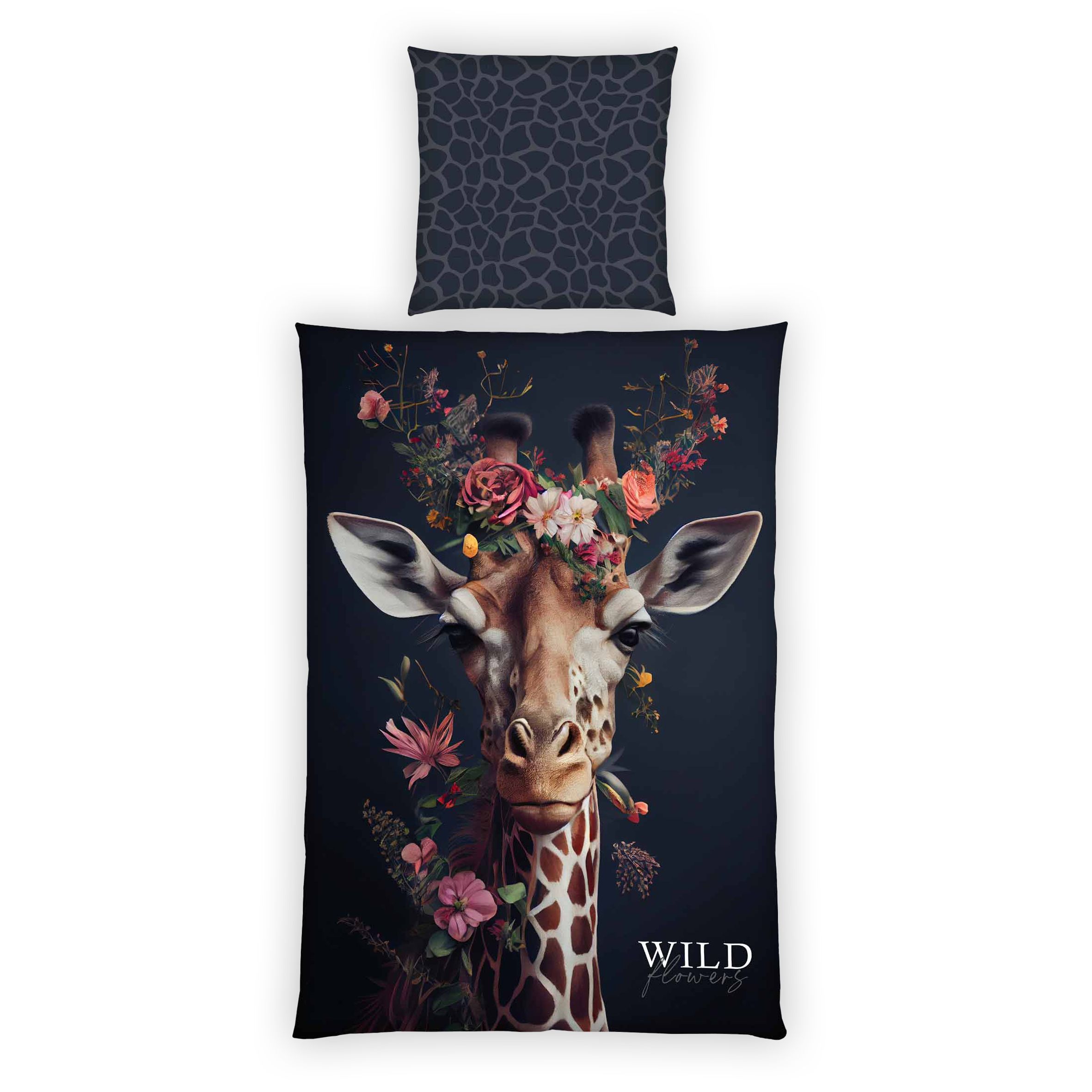 home® Edition by HERDING Bettwäsche Wild Flowers Giraffe Baumwoll Renforcé Einzelbett, 2tlg.