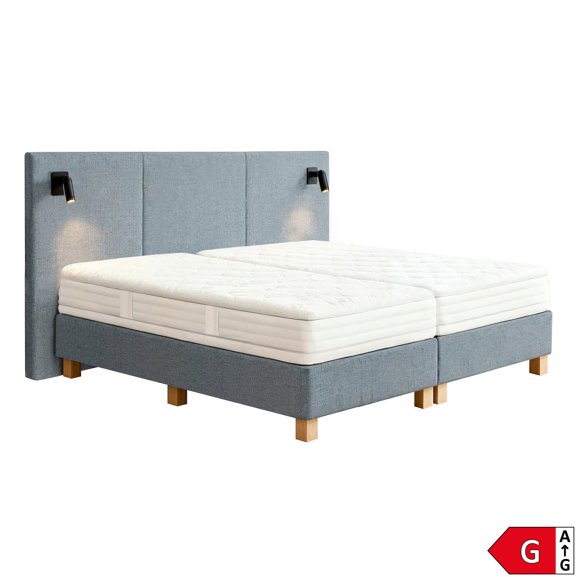 BODYFLEX BOXSPRING Bett TOSKANA konfigurierbar Serie Premium 2 integrierte Lampen, Energieeffizienzklasse G