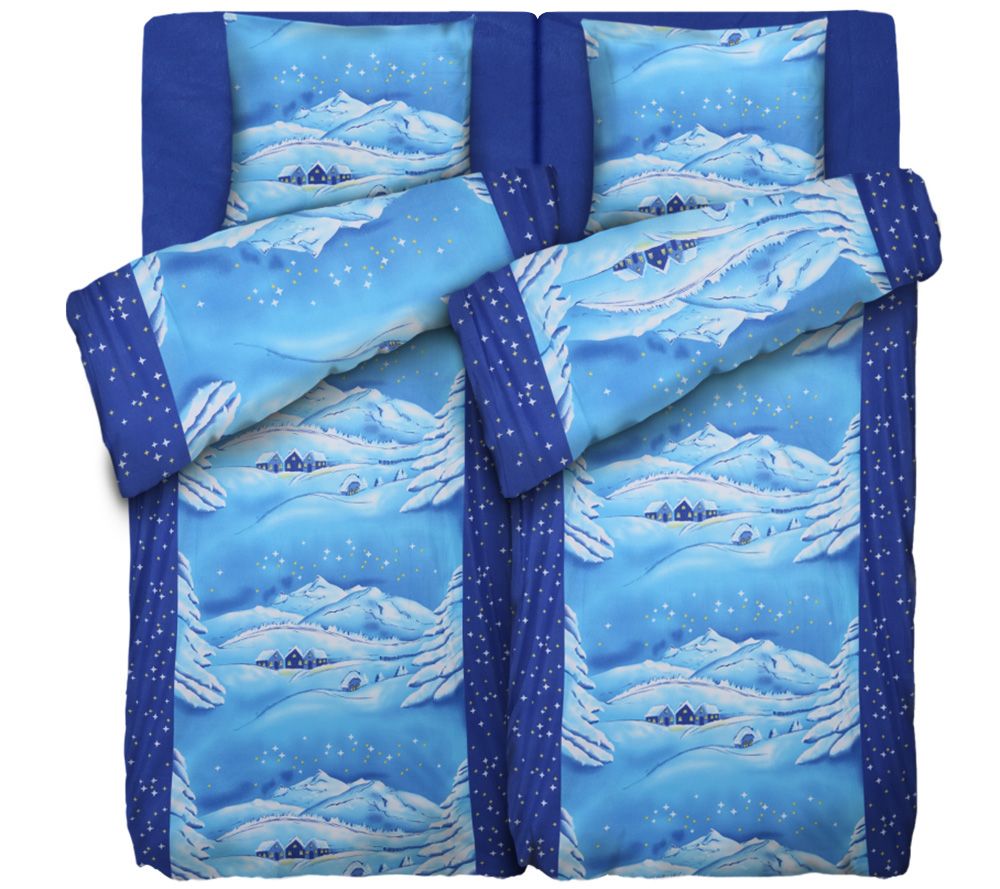 WINTERENGEL MF Edelflanell Bettwäsche Winterdorf Doppelbett, 6-tlg ...