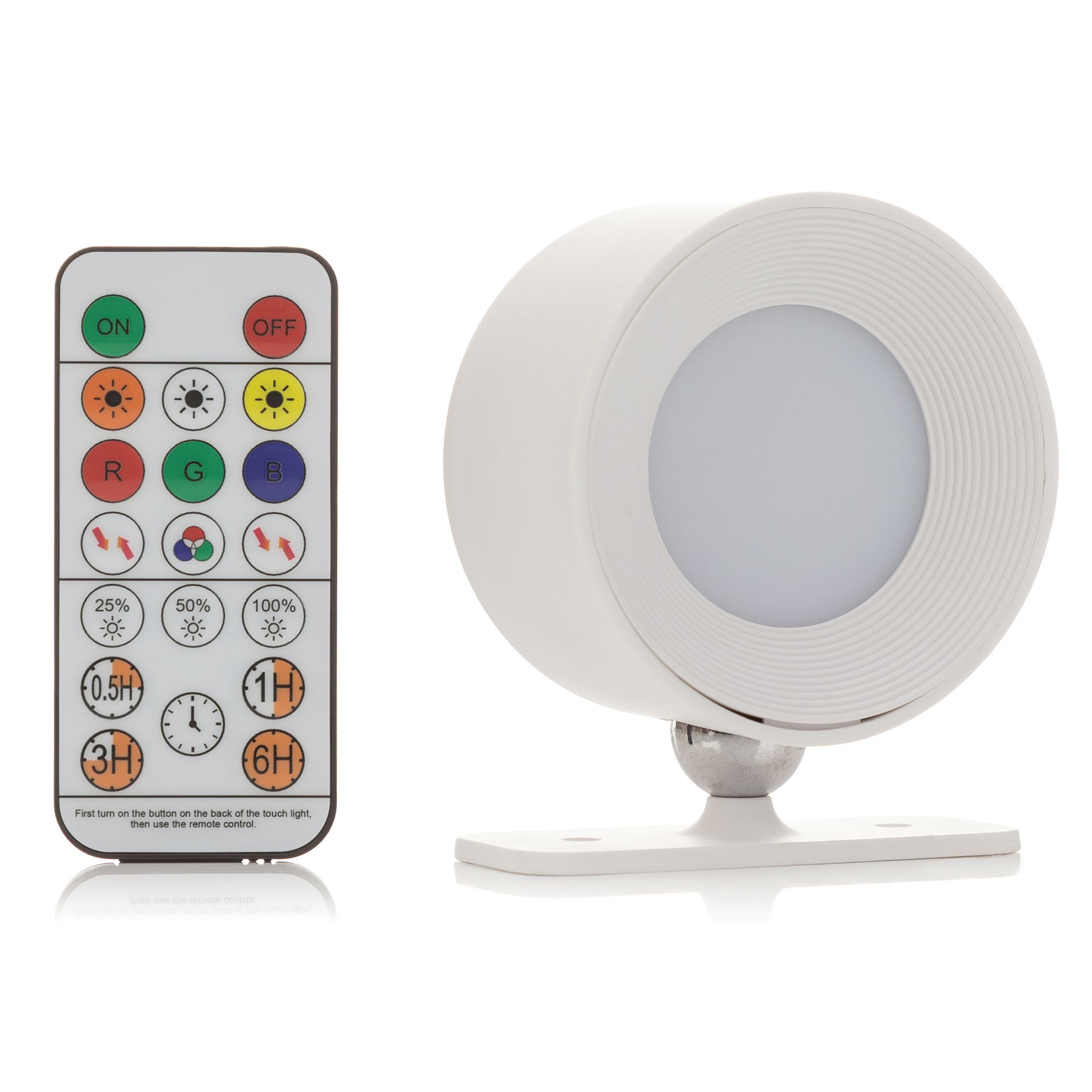 kabellose LED-Wandleuchte 3 Helligkeitsstufen 16 RGB, 360° drehbar inkl. Fernbedienung