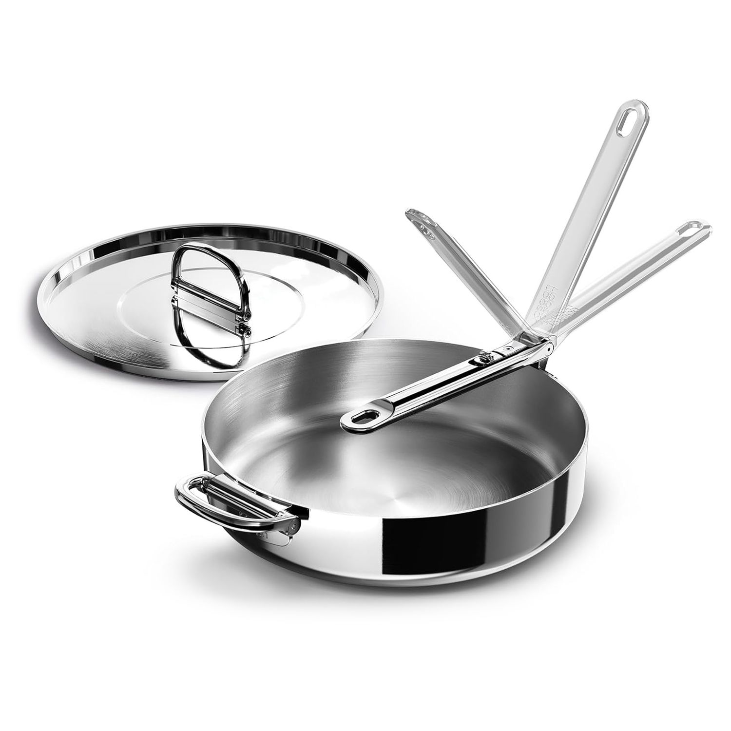 JOSEPH JOSEPH Space Steel Edelstahl-Sautépfanne mit einklappbarem Griff und Deckel