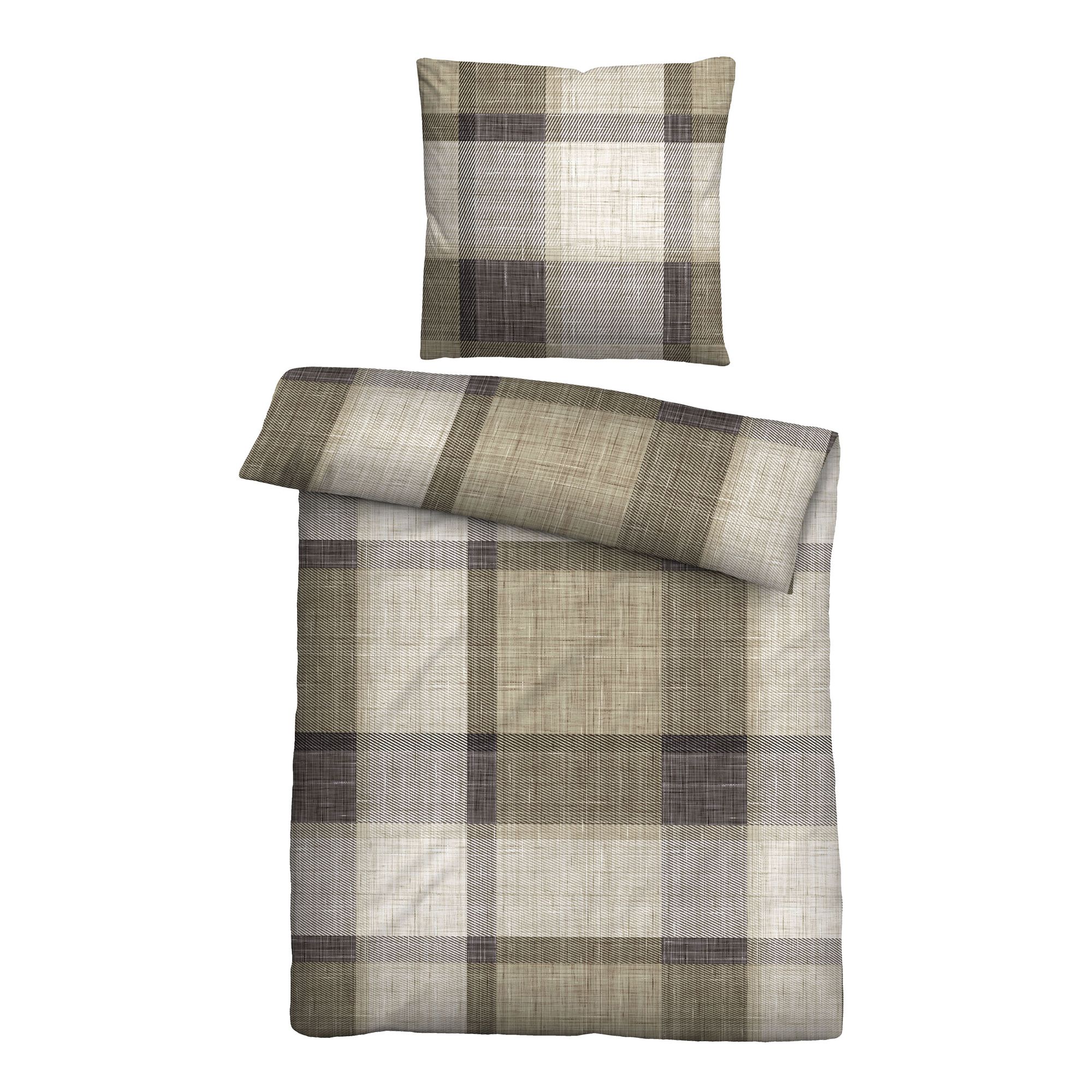 biberna® Bettwäsche Karo-Design Baumwoll Feinbiber Einzelbett, 2tlg.