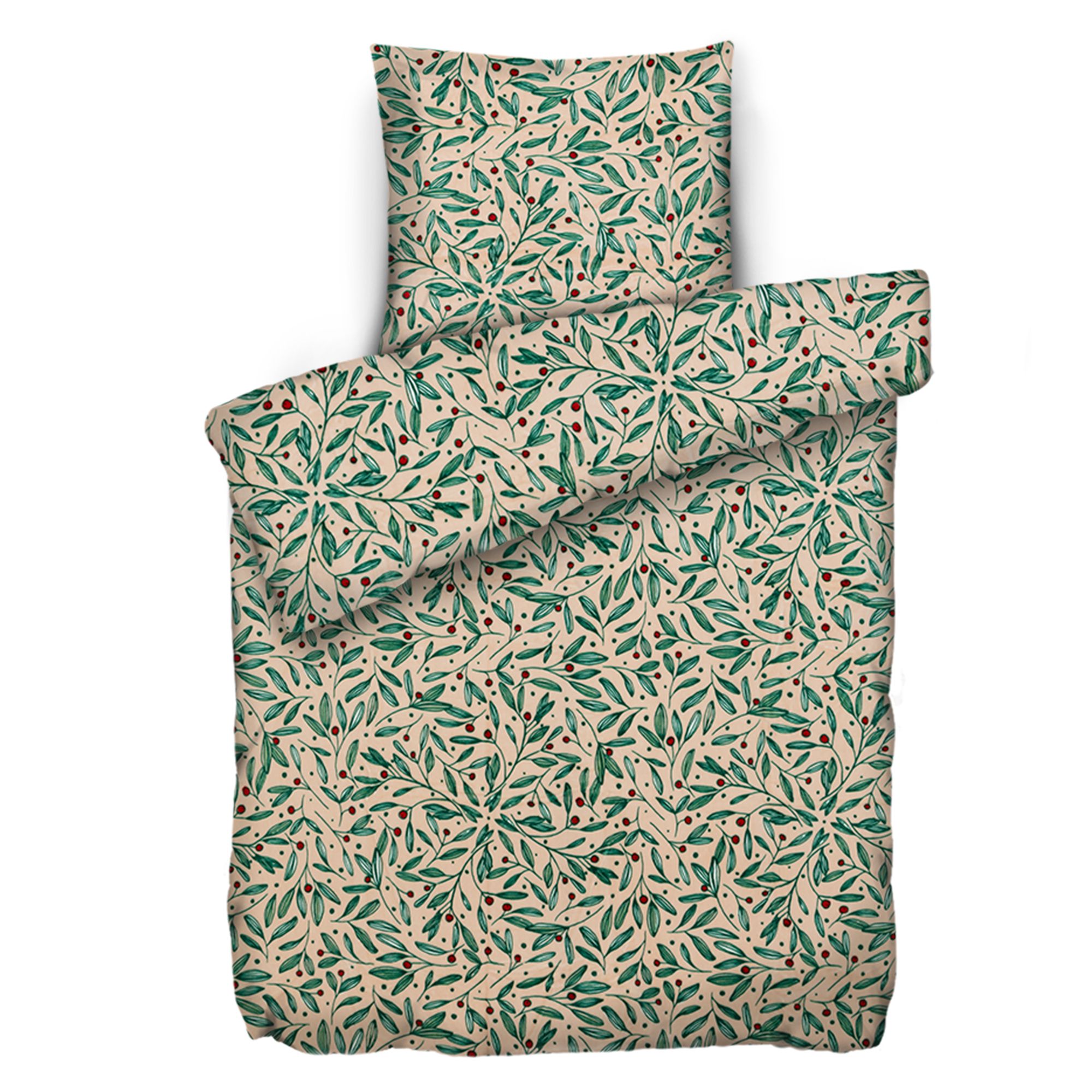 MONT CHALET Bettwäsche Beerenblätter Mikrofaser Chinchilla Einzelbett, 2tlg.