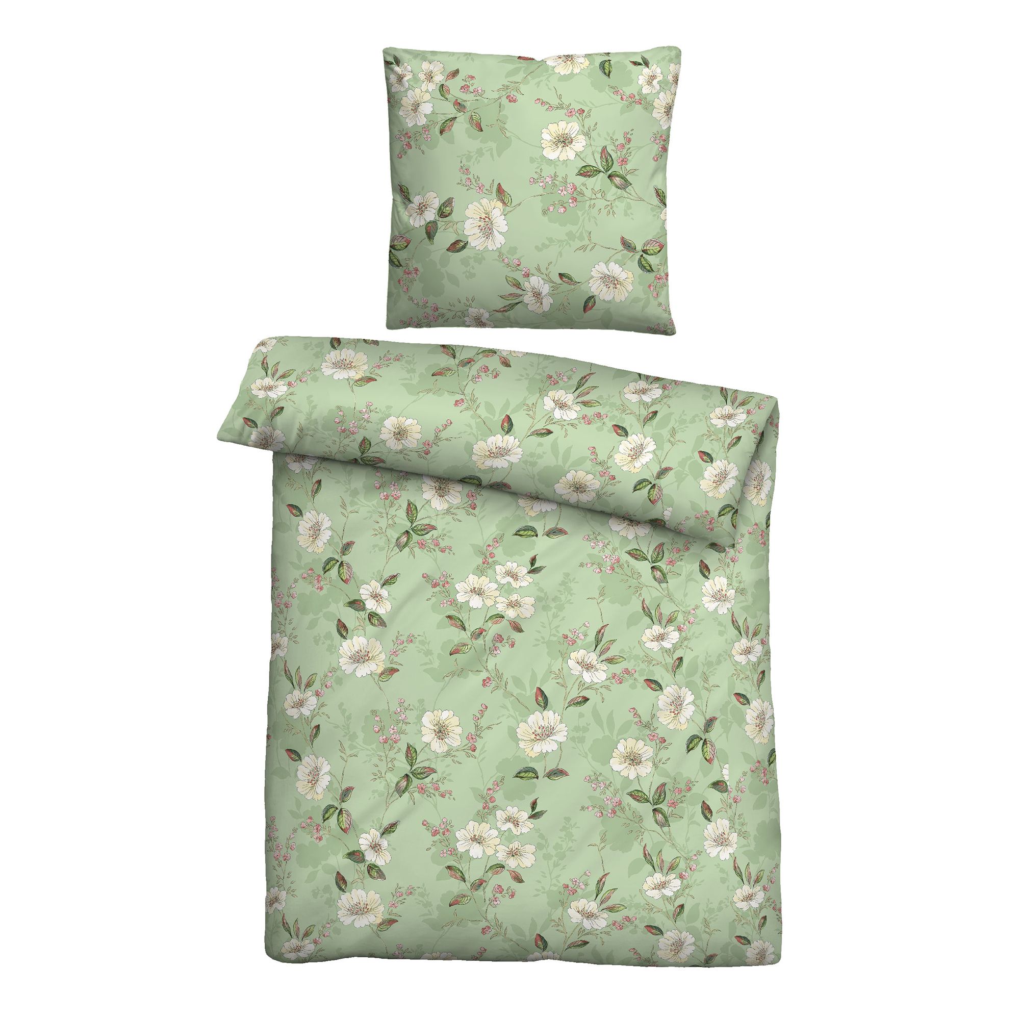 Castell® Bettwäsche floral Baumwoll Feinbiber Einzelbett, 2tlg.