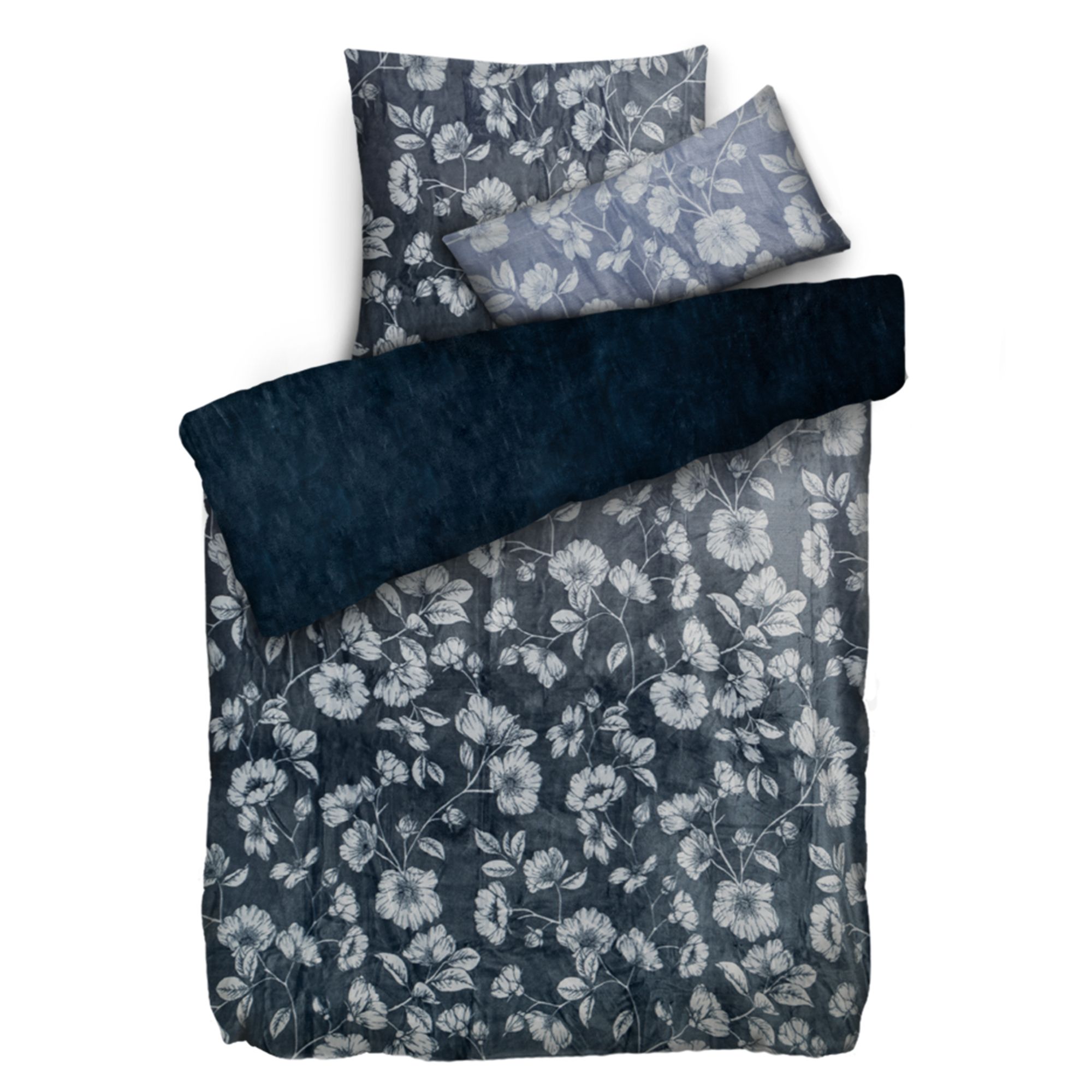 MONT CHALET Wendebettwäsche Blüten Mikrofaser Chinchilla Einzelbett, 3tlg.