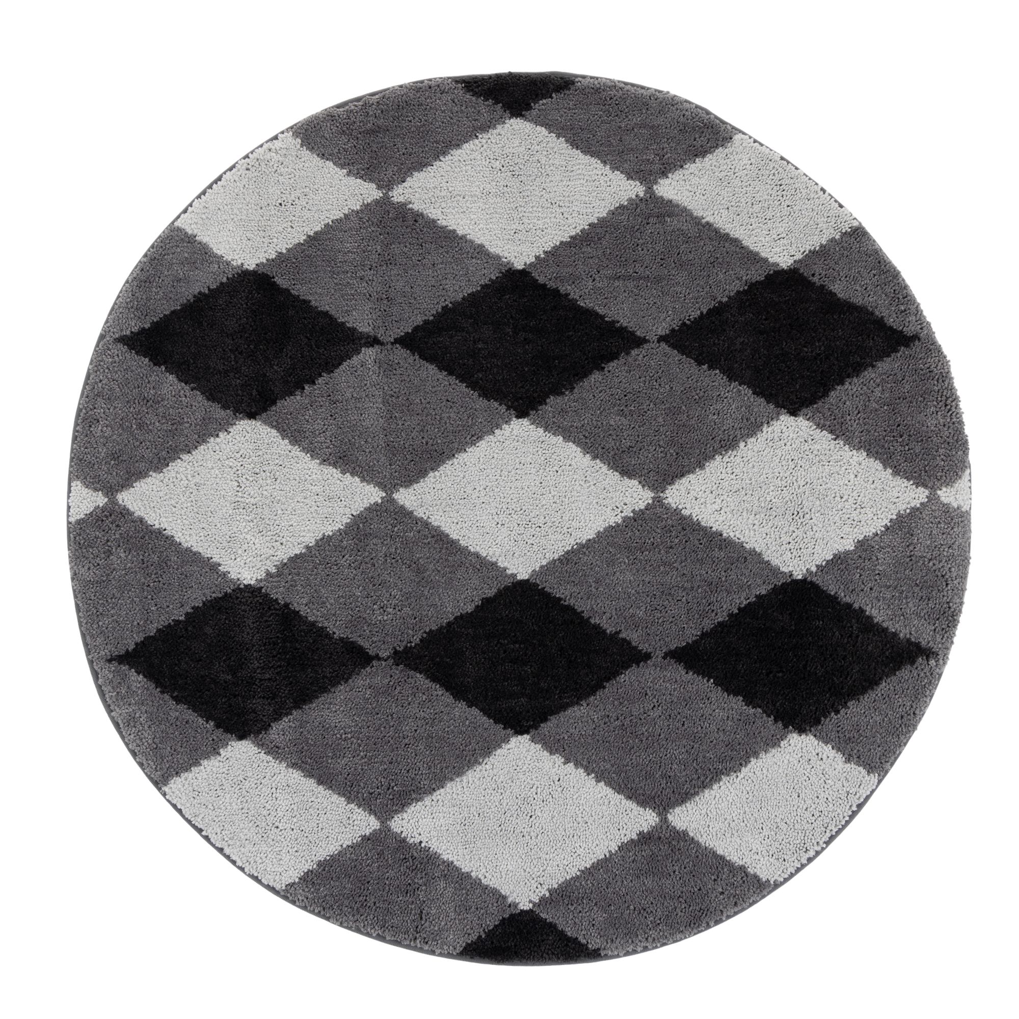 CASA FONDO 1 runde Fußmatte Rautenmuster Mikrofaser HeiQ Pure, Ø 100cm