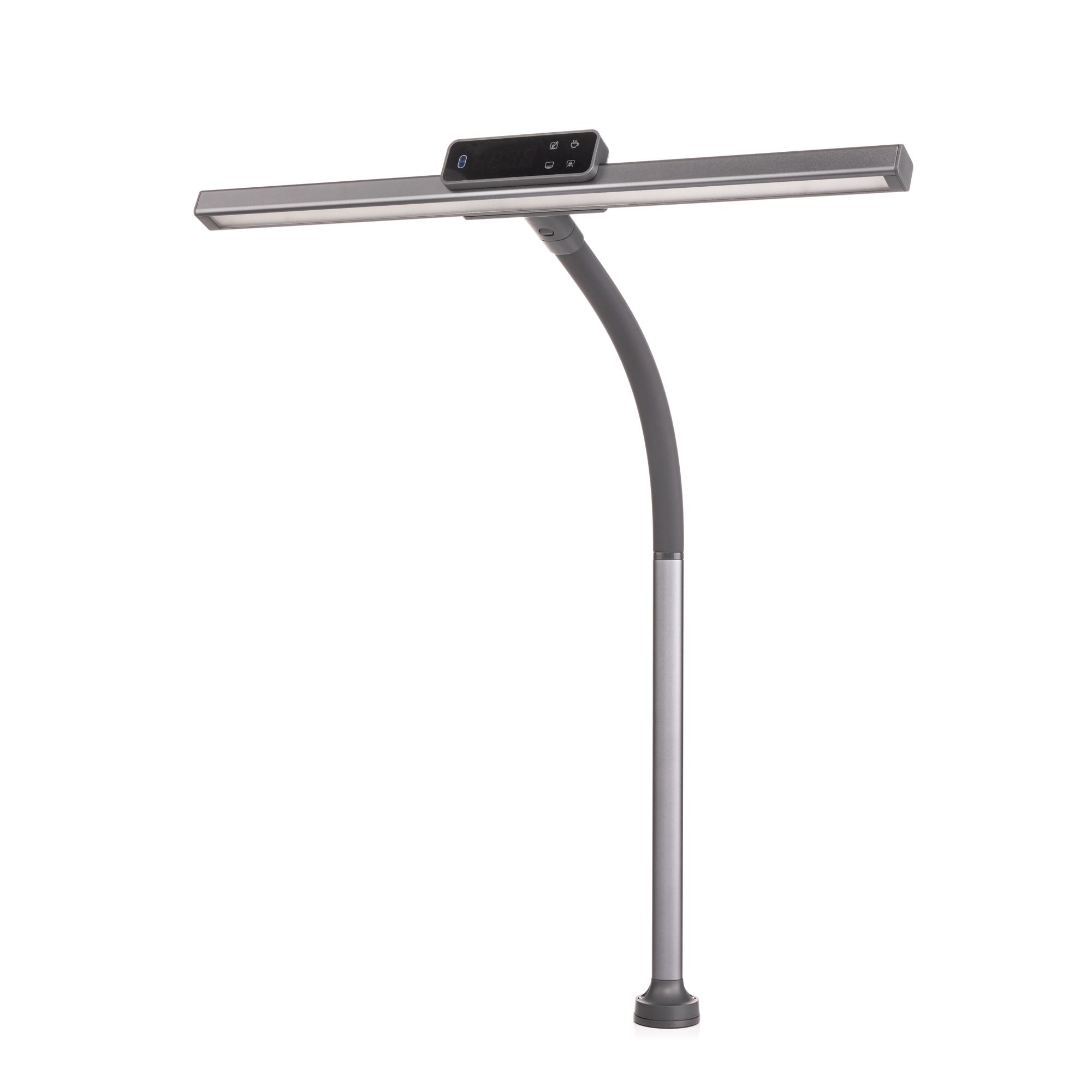 LED-Tischleuchte mit Gestensteuerung 4 Lichtmodi, dimmbar flexibler Lampenkopf digitale Zeitanzeige