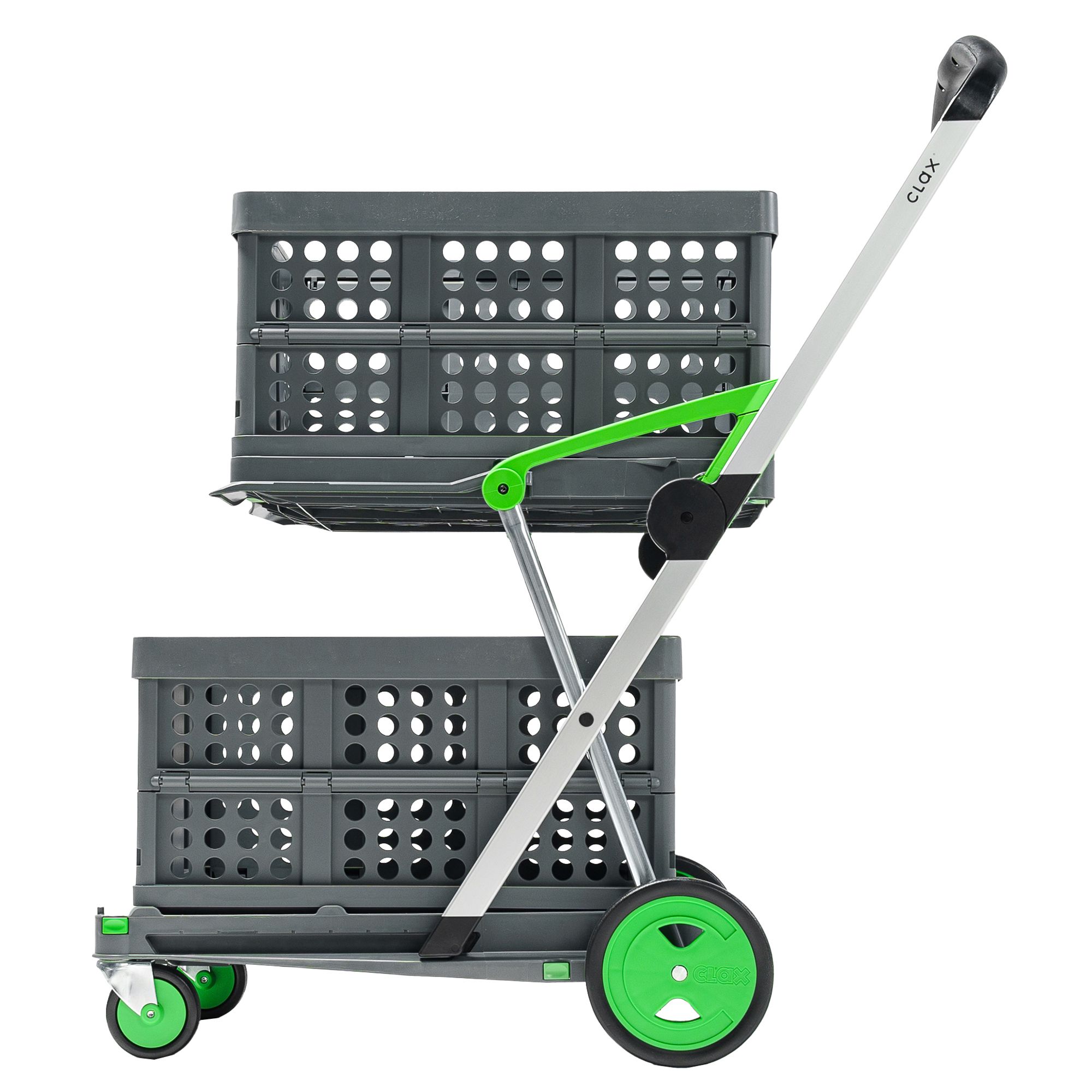 CLAX® Einkaufstrolley zusammenfaltbar inkl. 2 Klappboxen Made in Germany