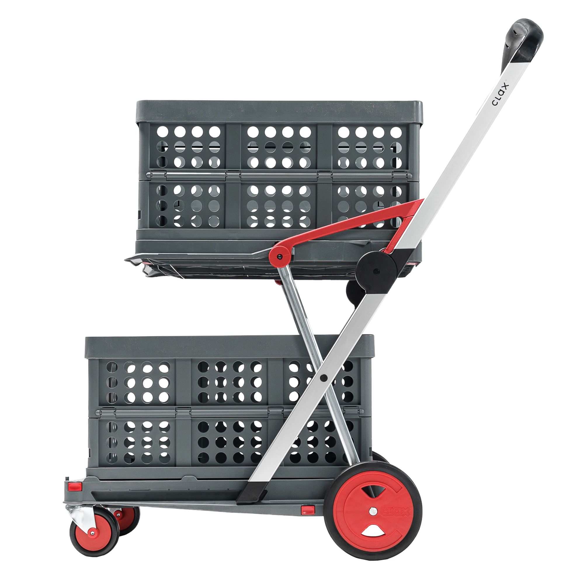 CLAX® Einkaufstrolley zusammenfaltbar inkl. 2 Klappboxen Made in Germany
