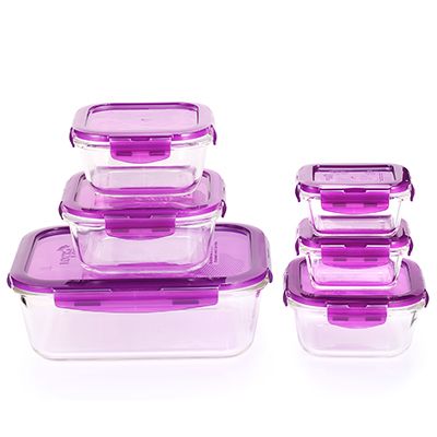 LocknLock 6 Frischhaltedosen aus Borosilikatglas 160ml-2L Gesamtvolumen 4,07L