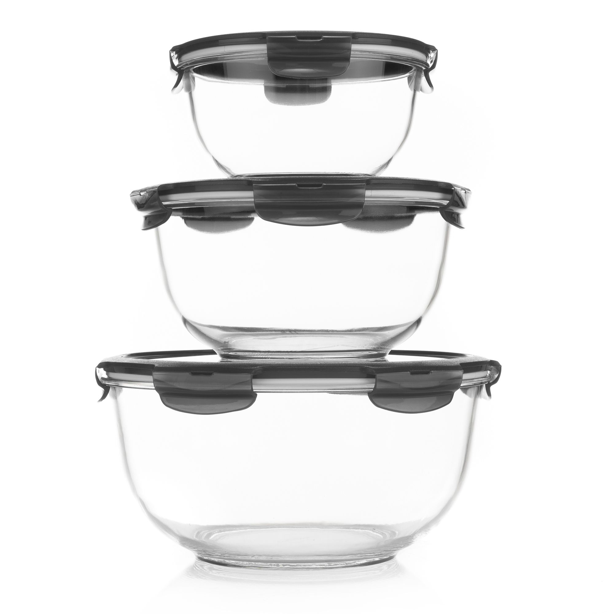 LocknLock 3 Frischhaltedosen Borosilikatglas 1,1L, 2,3L und 4,4L Gesamtvolumen 7,8L