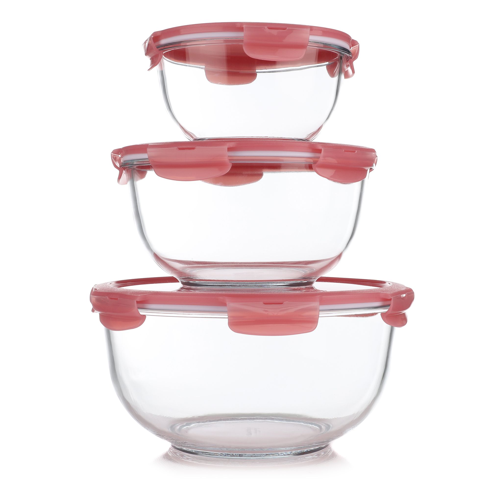 LocknLock 3 Frischhaltedosen Borosilikatglas 1,1L, 2,3L und 4,4L Gesamtvolumen 7,8L