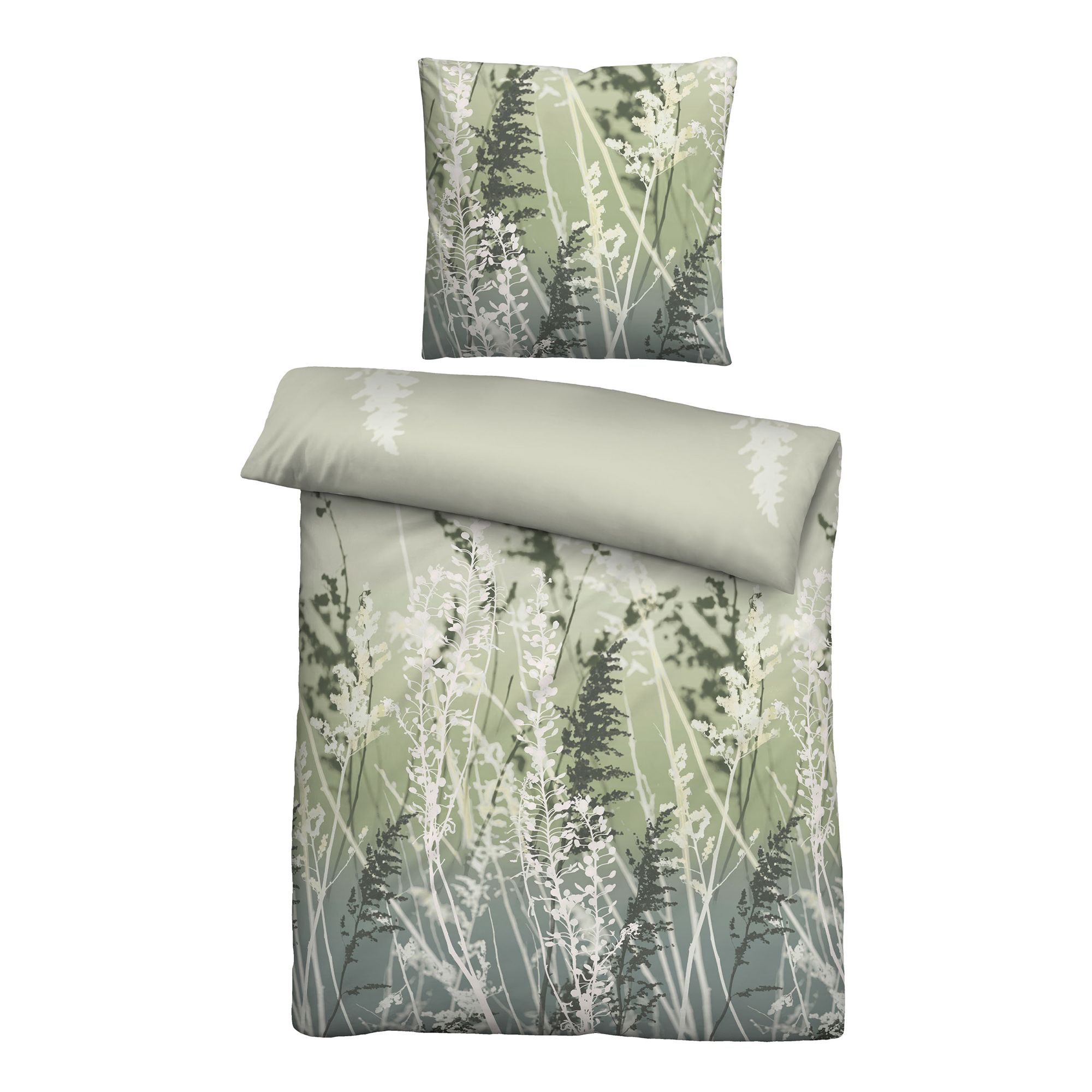 biberna® Bettwäsche Gräser Baumwoll Feinbiber Einzelbett, 2tlg.