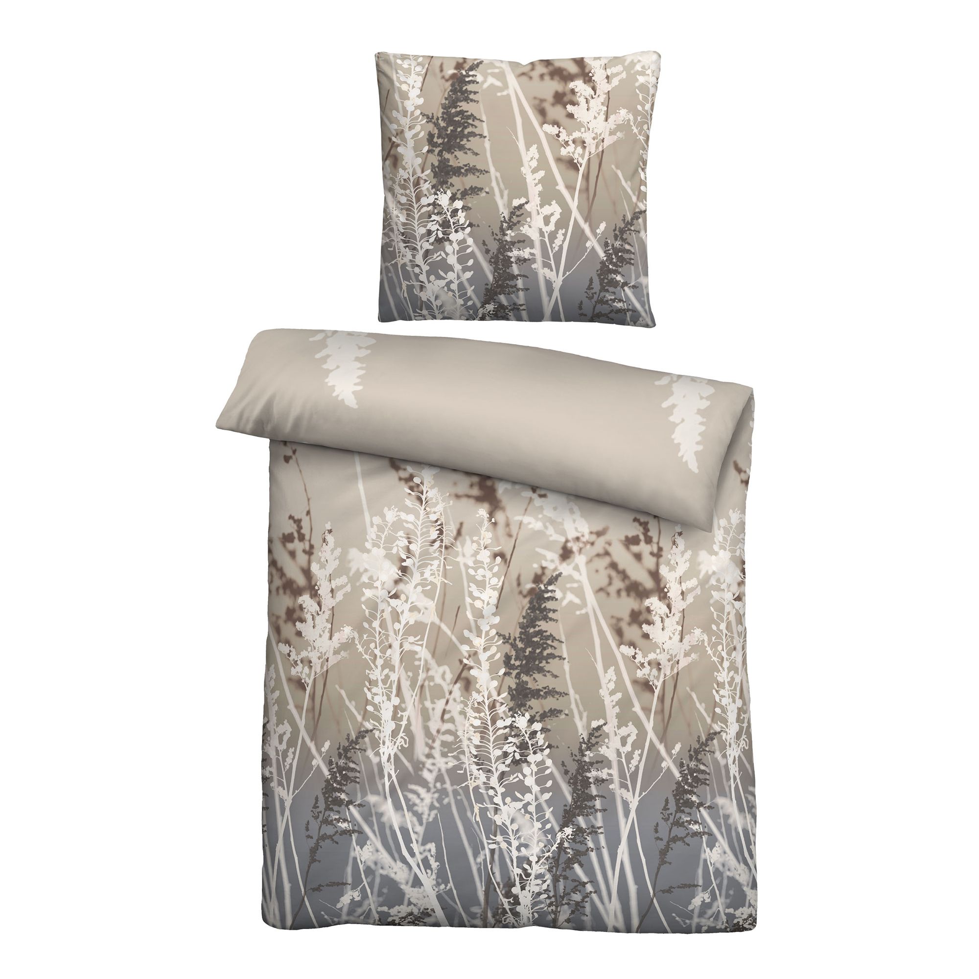 biberna® Bettwäsche Gräser Baumwoll Feinbiber Einzelbett, 2tlg.