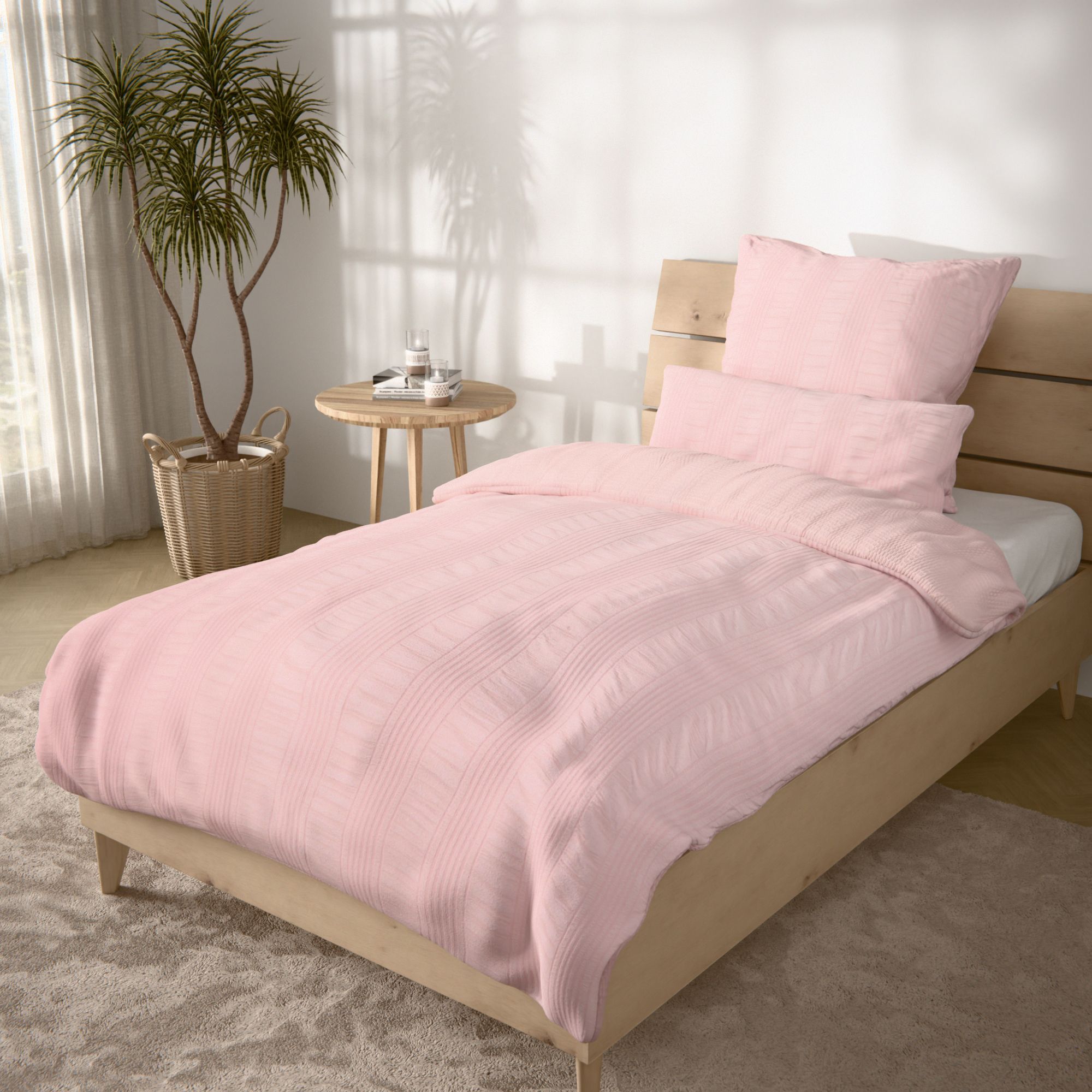 SOFT WAVE Bettwäsche breites Seersucker Mikrofaser Seersucker Einzelbett, 4tlg.
